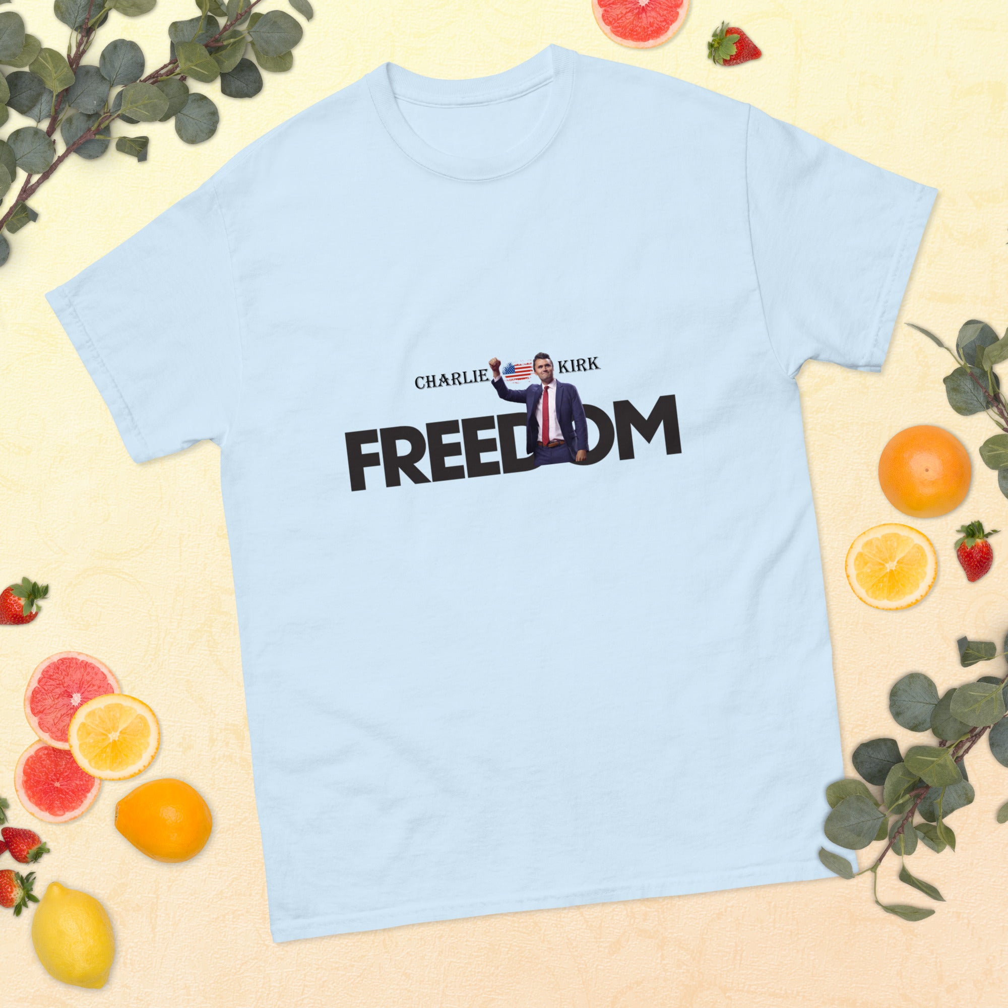 Charlie Kirk FREEDOM Shirt, RIP Memorial American Flag T-Shirt T-Shirt - Tophatter Daily Deals