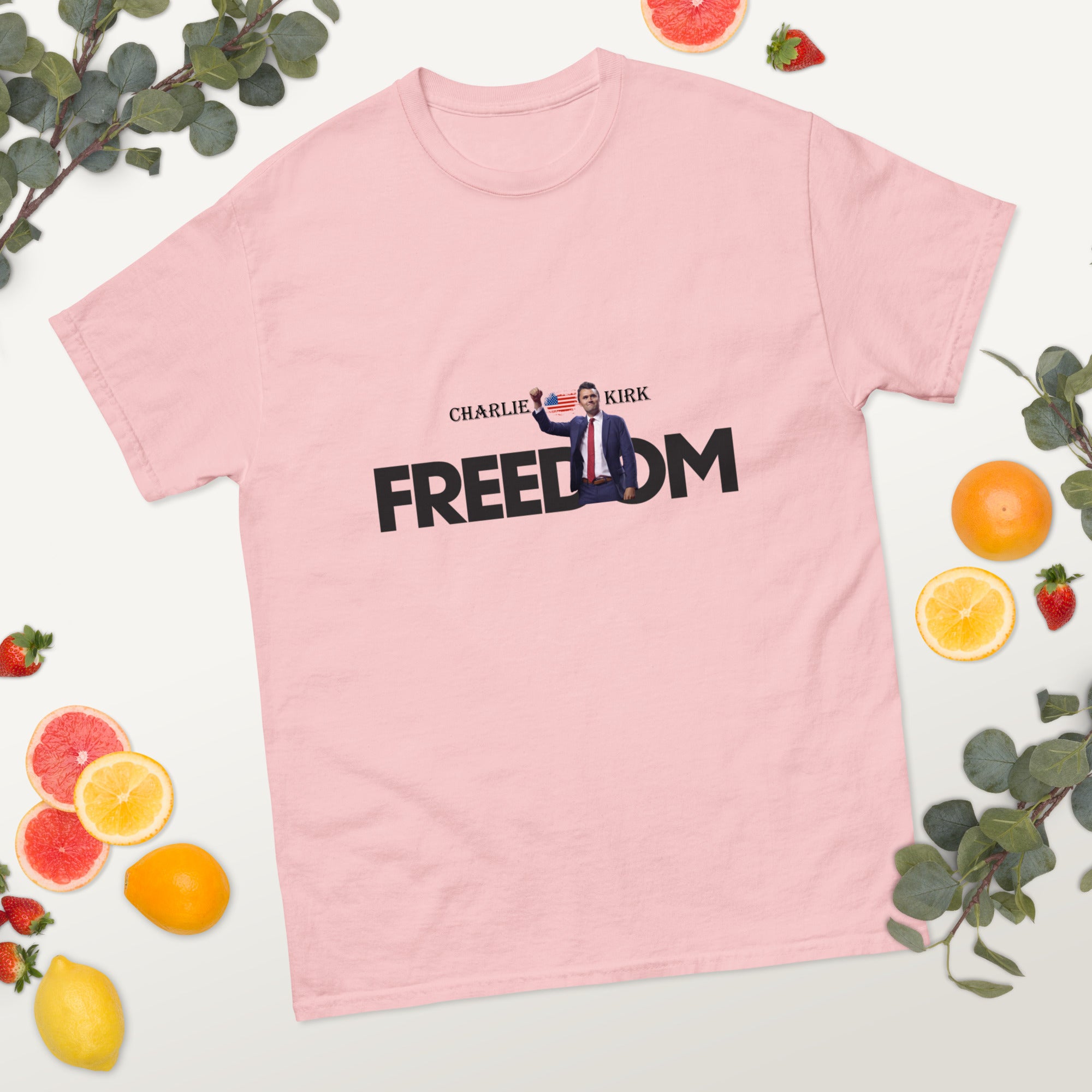 Charlie Kirk FREEDOM Shirt, RIP Memorial American Flag T-Shirt T-Shirt - Tophatter Daily Deals