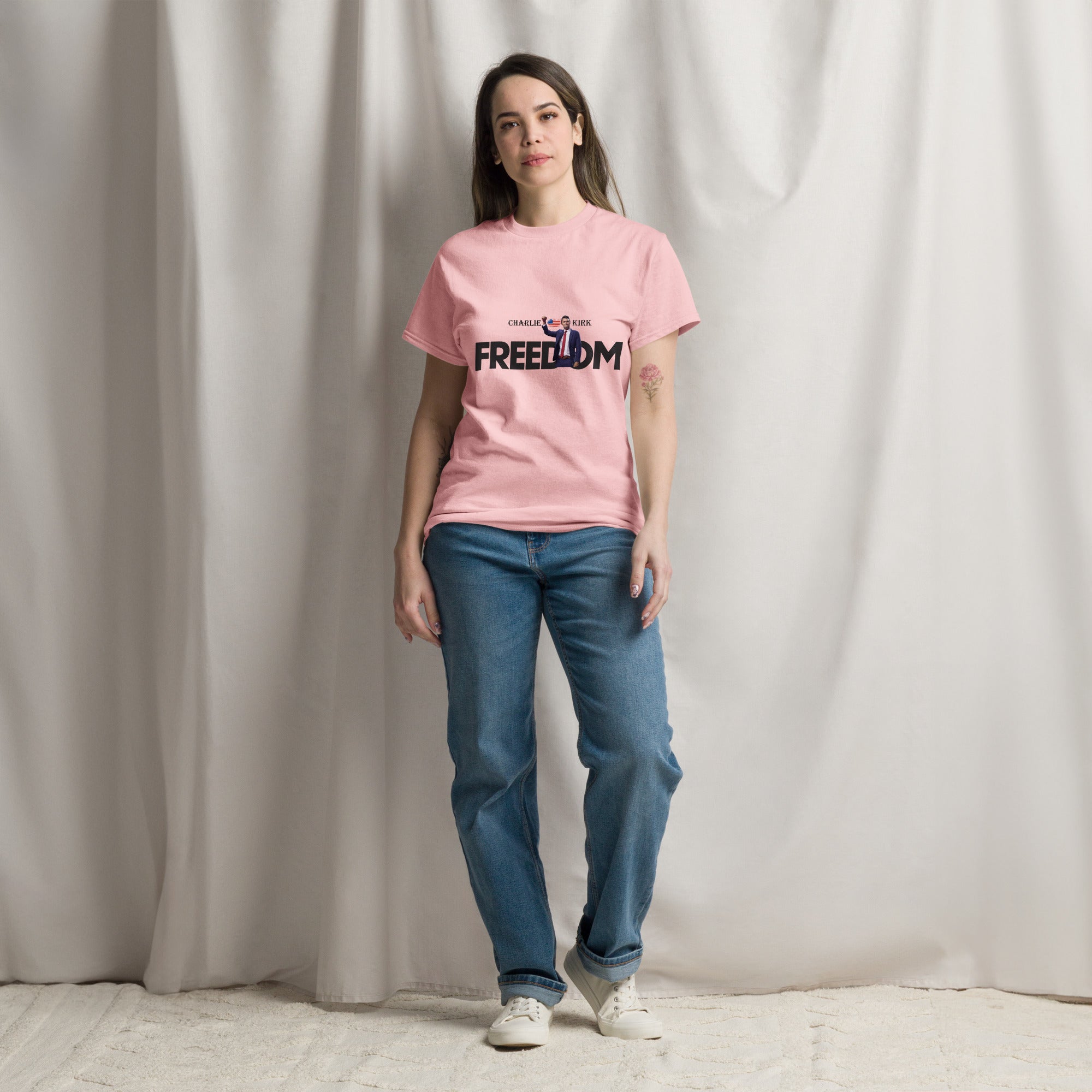 Charlie Kirk FREEDOM Shirt, RIP Memorial American Flag T-Shirt T-Shirt - Tophatter Daily Deals