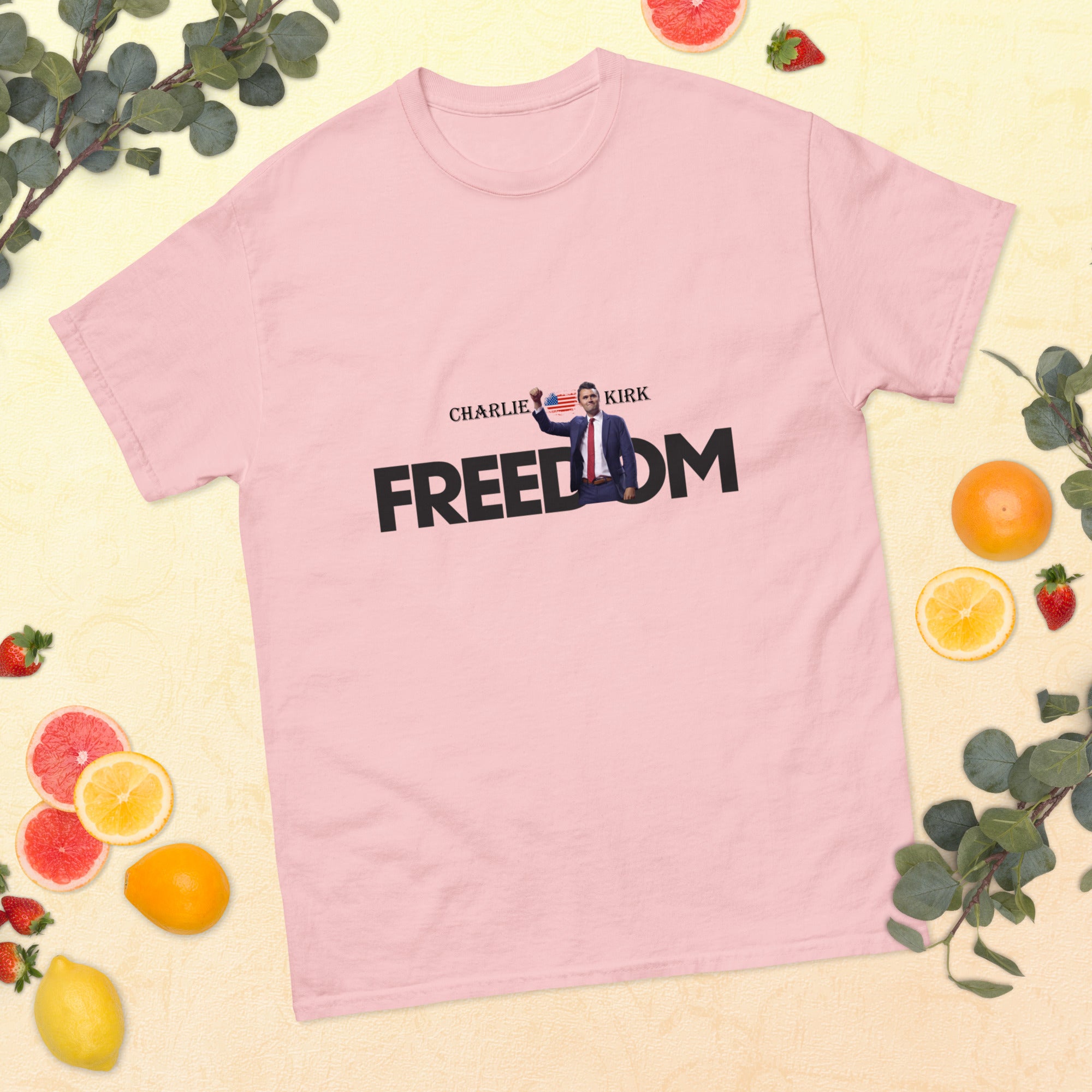 Charlie Kirk FREEDOM Shirt, RIP Memorial American Flag T-Shirt T-Shirt - Tophatter Daily Deals
