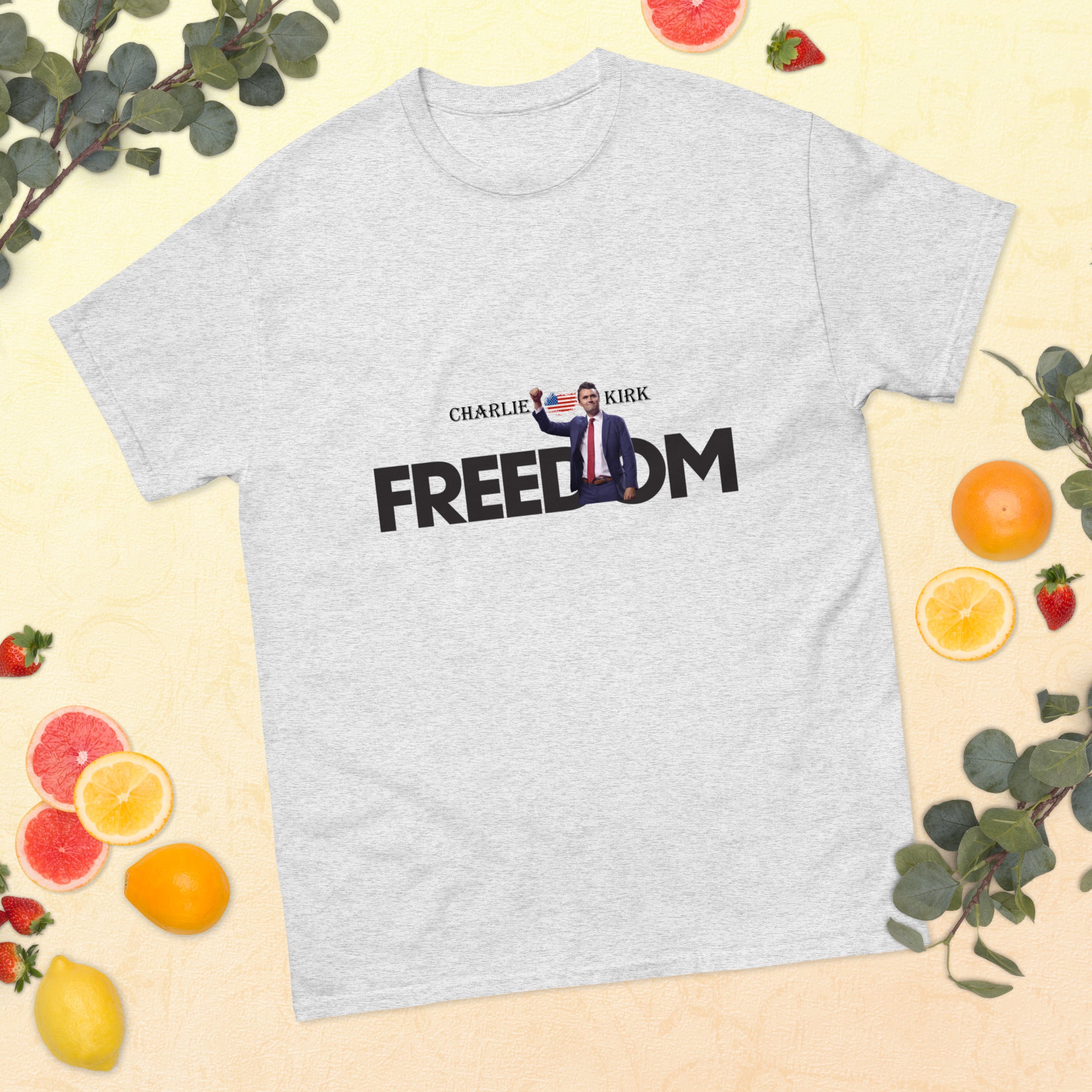 Charlie Kirk FREEDOM Shirt, RIP Memorial American Flag T-Shirt T-Shirt - Tophatter Daily Deals