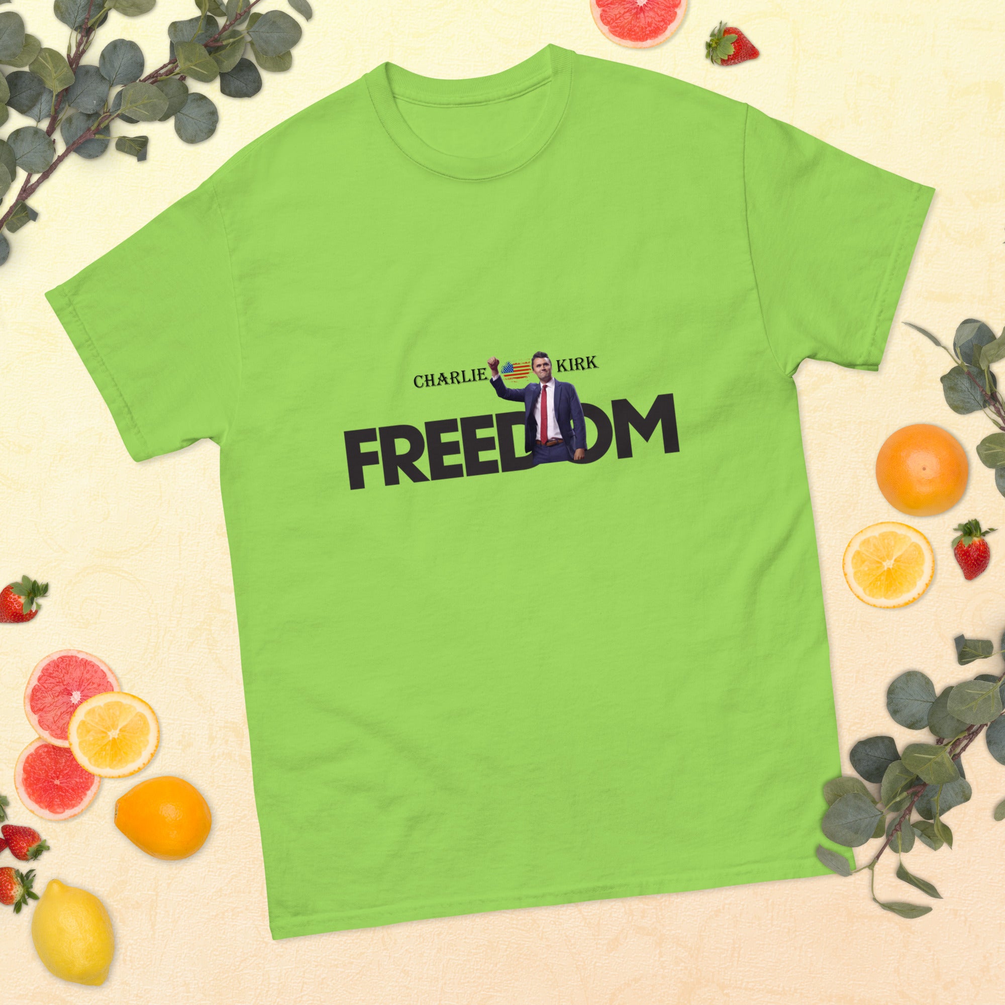 Charlie Kirk FREEDOM Shirt, RIP Memorial American Flag T-Shirt T-Shirt - Tophatter Daily Deals