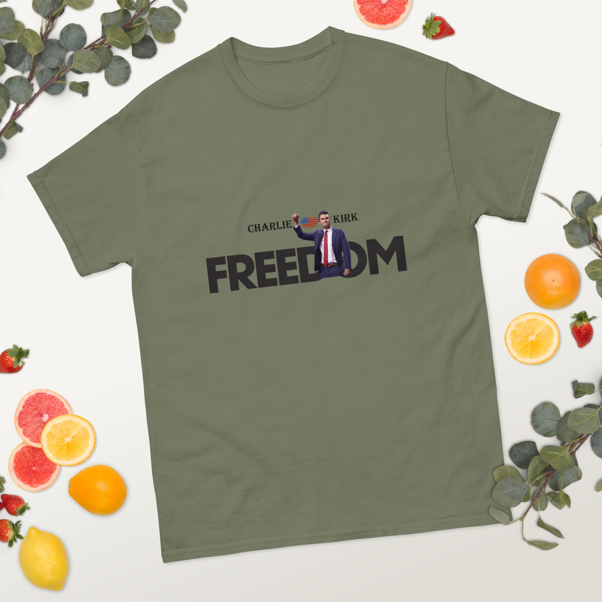 Charlie Kirk FREEDOM Shirt, RIP Memorial American Flag T-Shirt T-Shirt - Tophatter Daily Deals