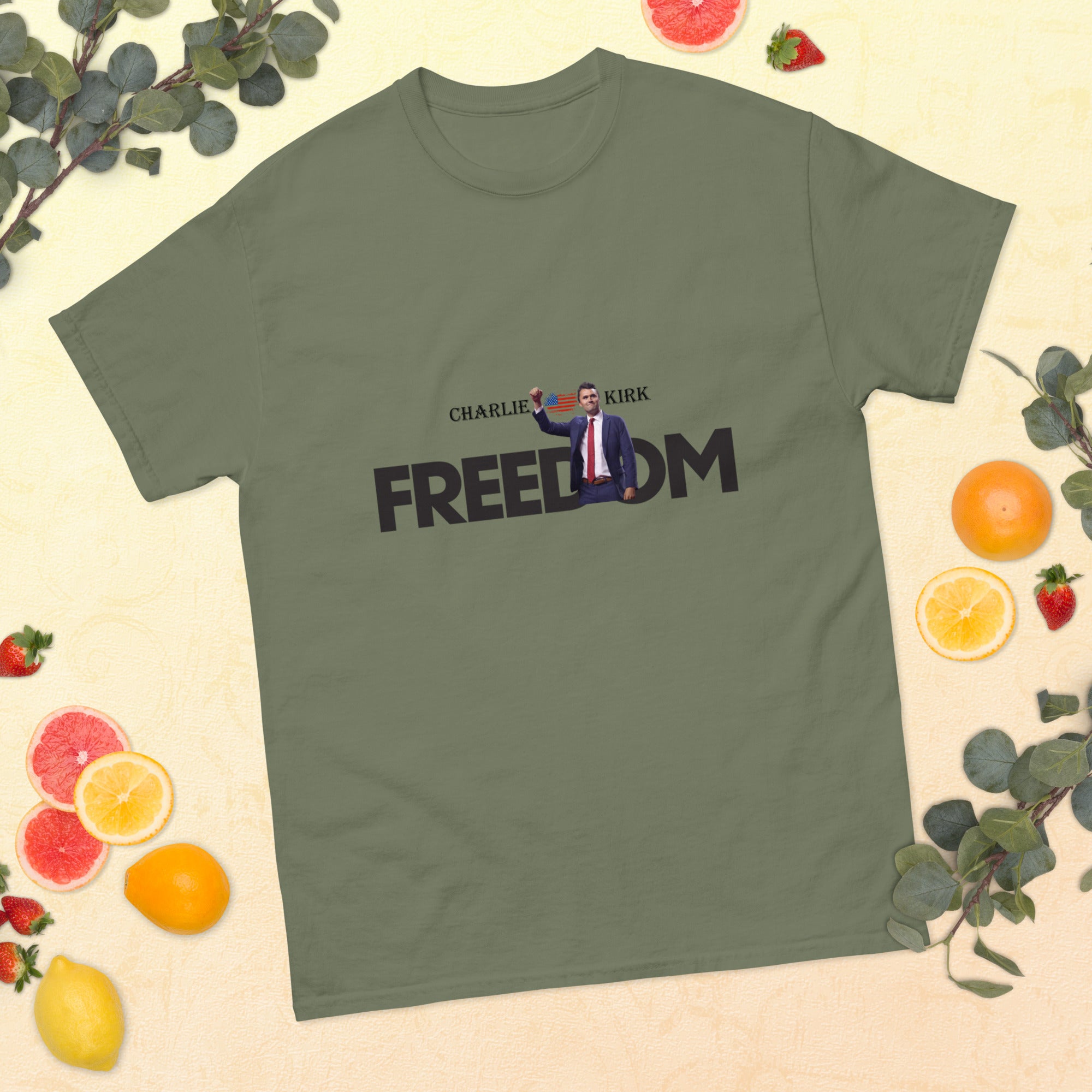 Charlie Kirk FREEDOM Shirt, RIP Memorial American Flag T-Shirt T-Shirt - Tophatter Daily Deals
