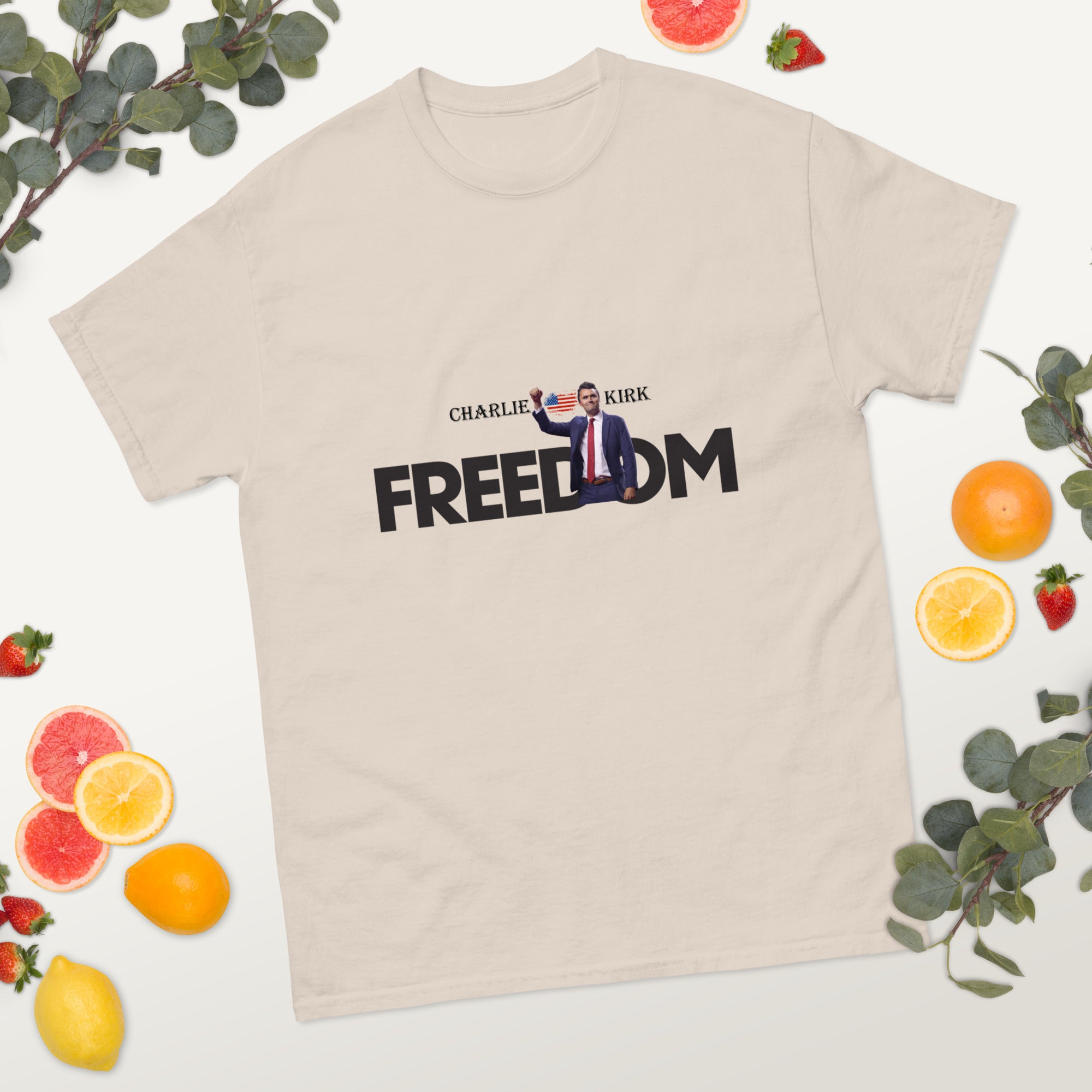 Charlie Kirk FREEDOM Shirt, RIP Memorial American Flag T-Shirt T-Shirt - Tophatter Daily Deals