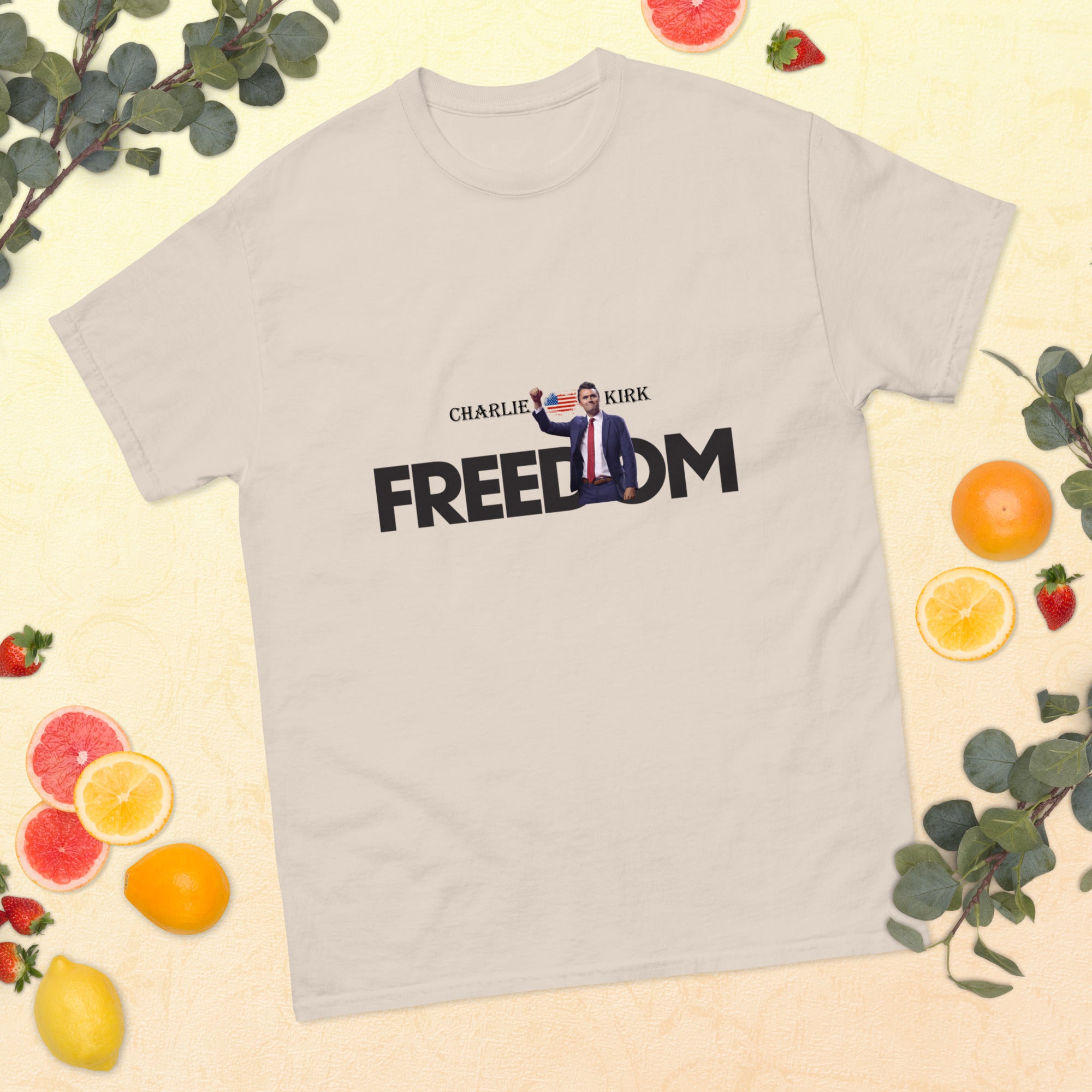 Charlie Kirk FREEDOM Shirt, RIP Memorial American Flag T-Shirt T-Shirt - Tophatter Daily Deals