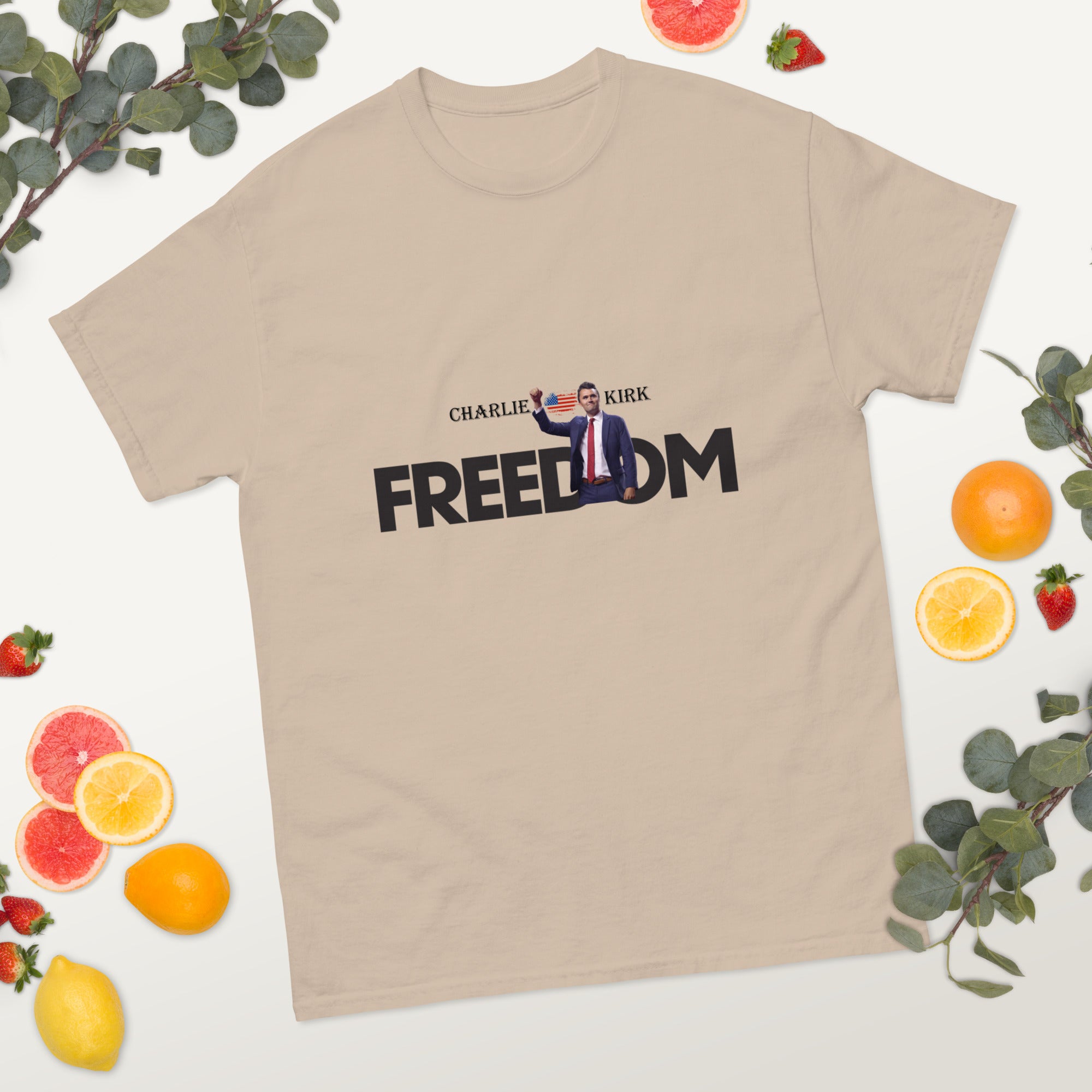 Charlie Kirk FREEDOM Shirt, RIP Memorial American Flag T-Shirt T-Shirt - Tophatter Daily Deals