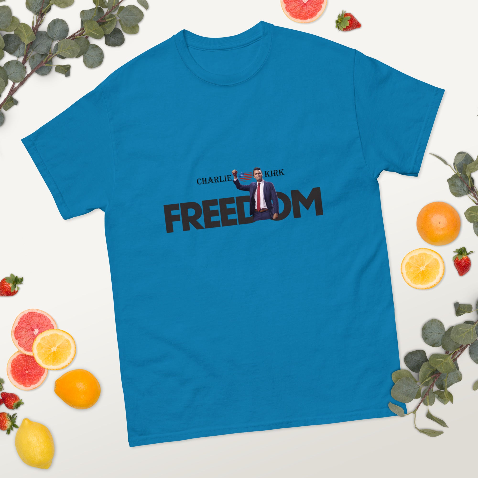 Charlie Kirk FREEDOM Shirt, RIP Memorial American Flag T-Shirt T-Shirt - Tophatter Daily Deals