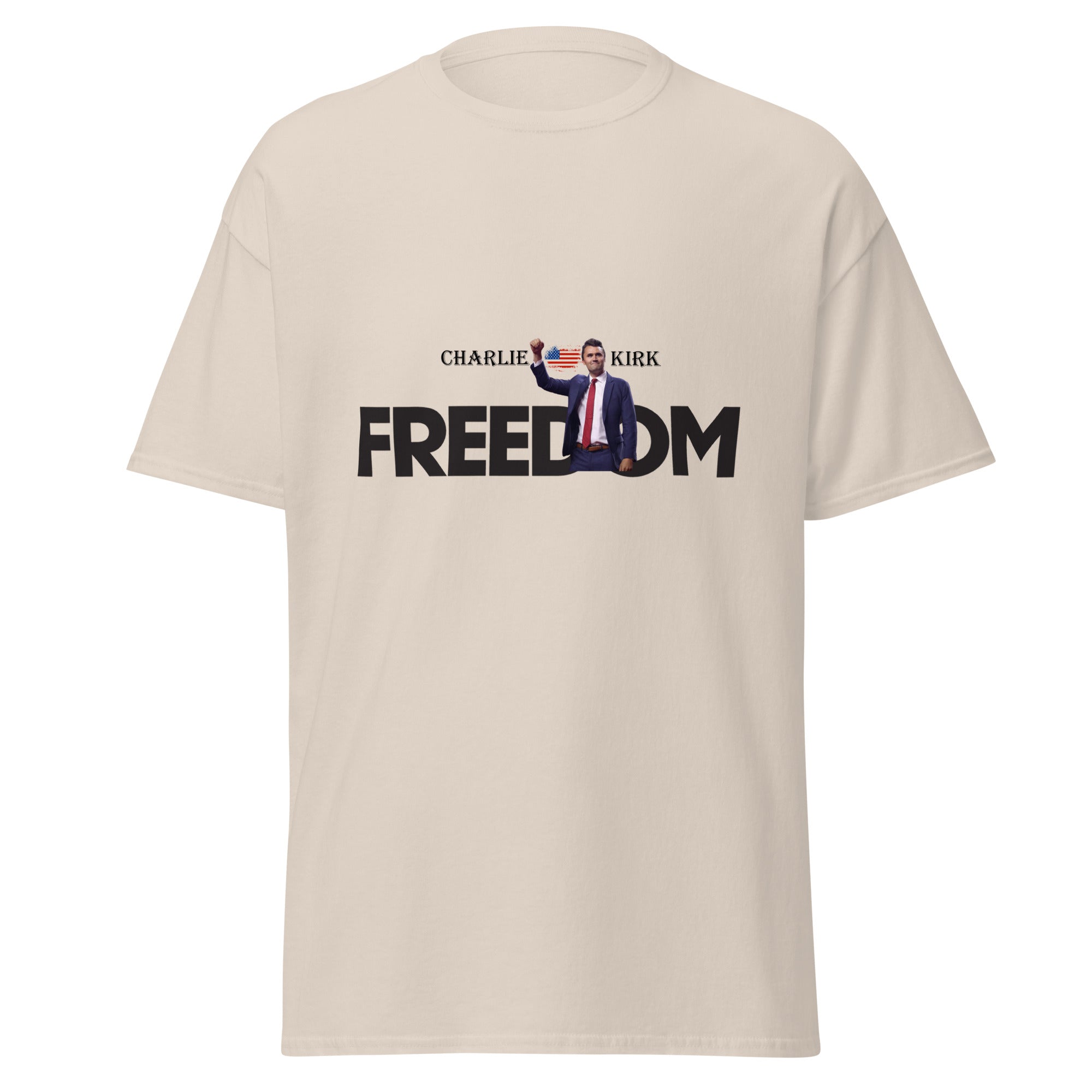 Charlie Kirk FREEDOM Shirt, RIP Memorial American Flag T-Shirt T-Shirt - Tophatter Daily Deals