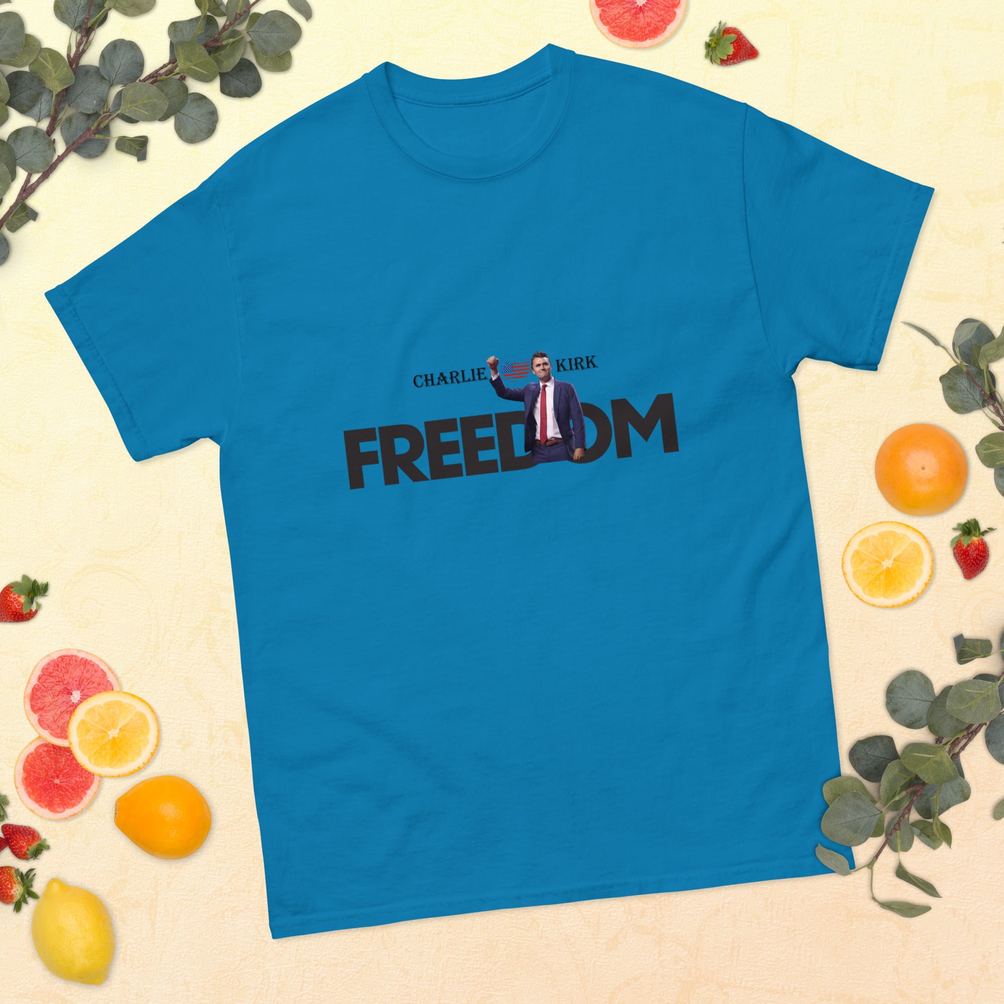 Charlie Kirk FREEDOM Shirt, RIP Memorial American Flag T-Shirt T-Shirt - Tophatter Daily Deals