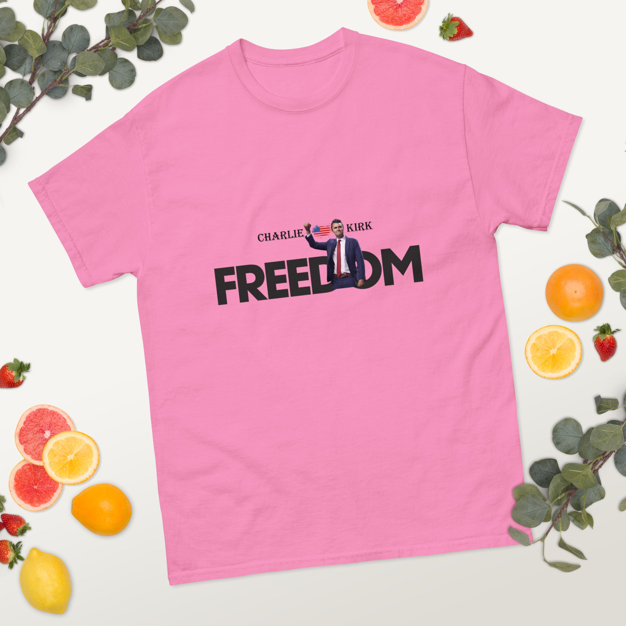 Charlie Kirk FREEDOM Shirt, RIP Memorial American Flag T-Shirt T-Shirt - Tophatter Daily Deals