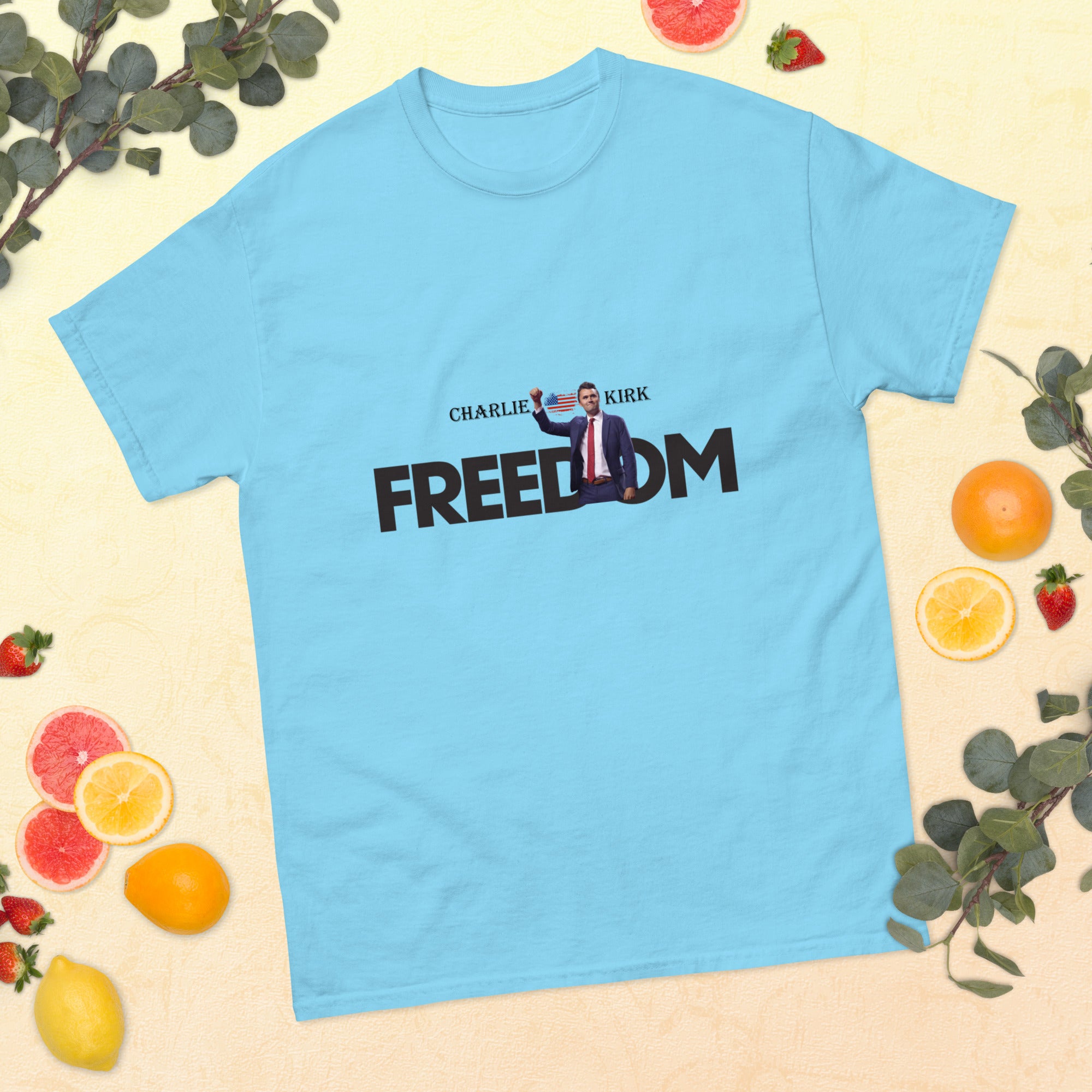 Charlie Kirk FREEDOM Shirt, RIP Memorial American Flag T-Shirt T-Shirt - Tophatter Daily Deals