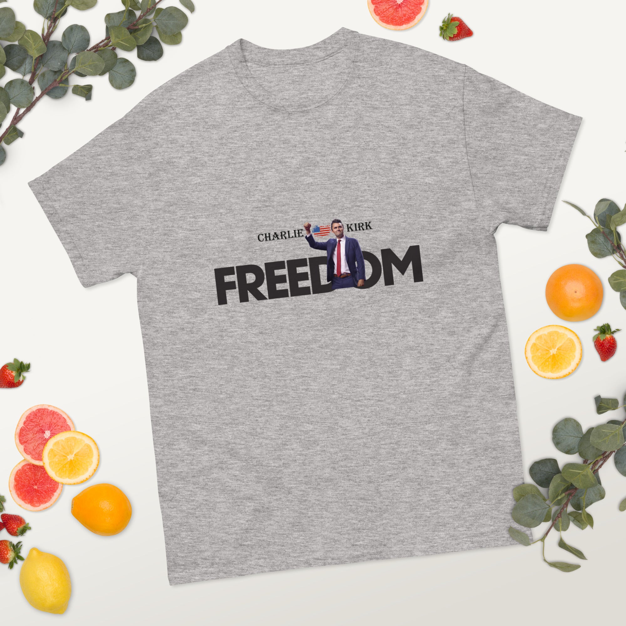 Charlie Kirk FREEDOM Shirt, RIP Memorial American Flag T-Shirt T-Shirt - Tophatter Daily Deals