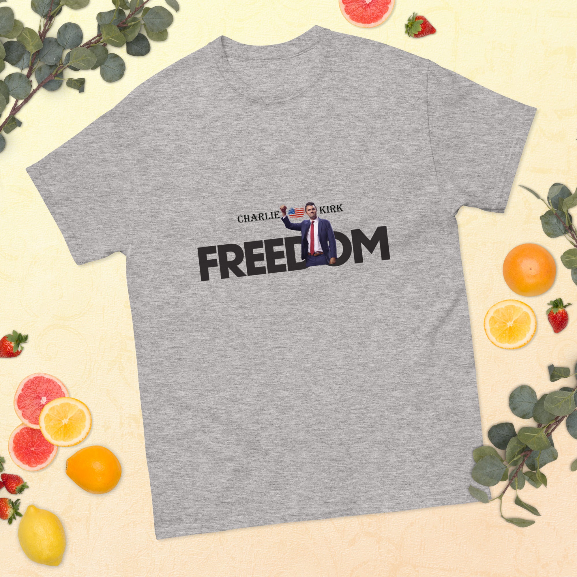 Charlie Kirk FREEDOM Shirt, RIP Memorial American Flag T-Shirt T-Shirt - Tophatter Daily Deals
