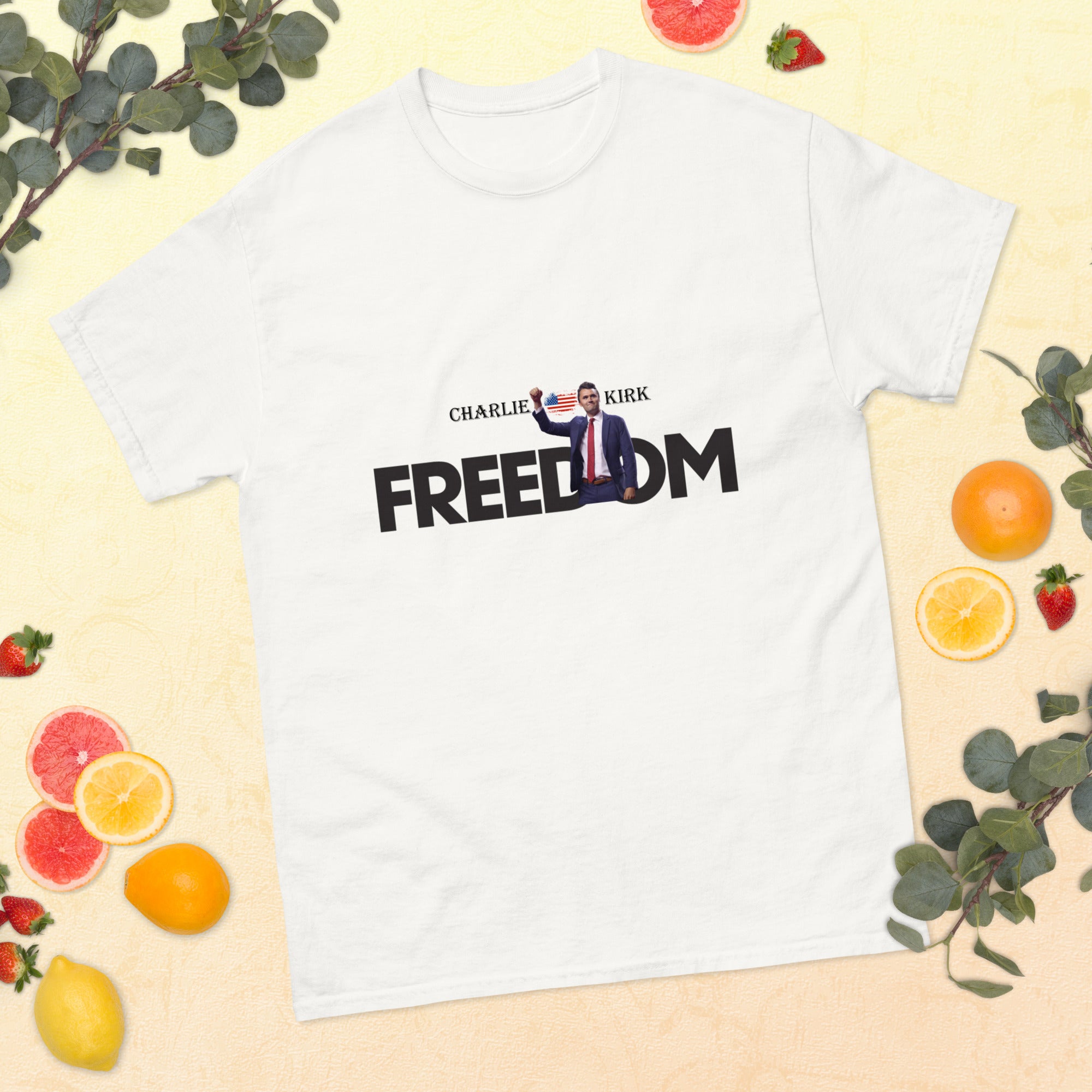 Charlie Kirk FREEDOM Shirt, RIP Memorial American Flag T-Shirt T-Shirt - Tophatter Daily Deals
