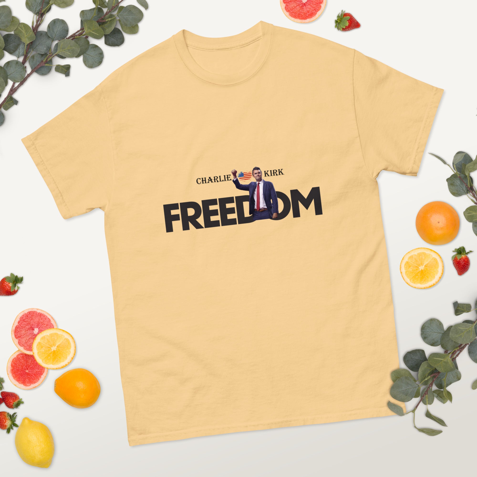 Charlie Kirk FREEDOM Shirt, RIP Memorial American Flag T-Shirt T-Shirt - Tophatter Daily Deals