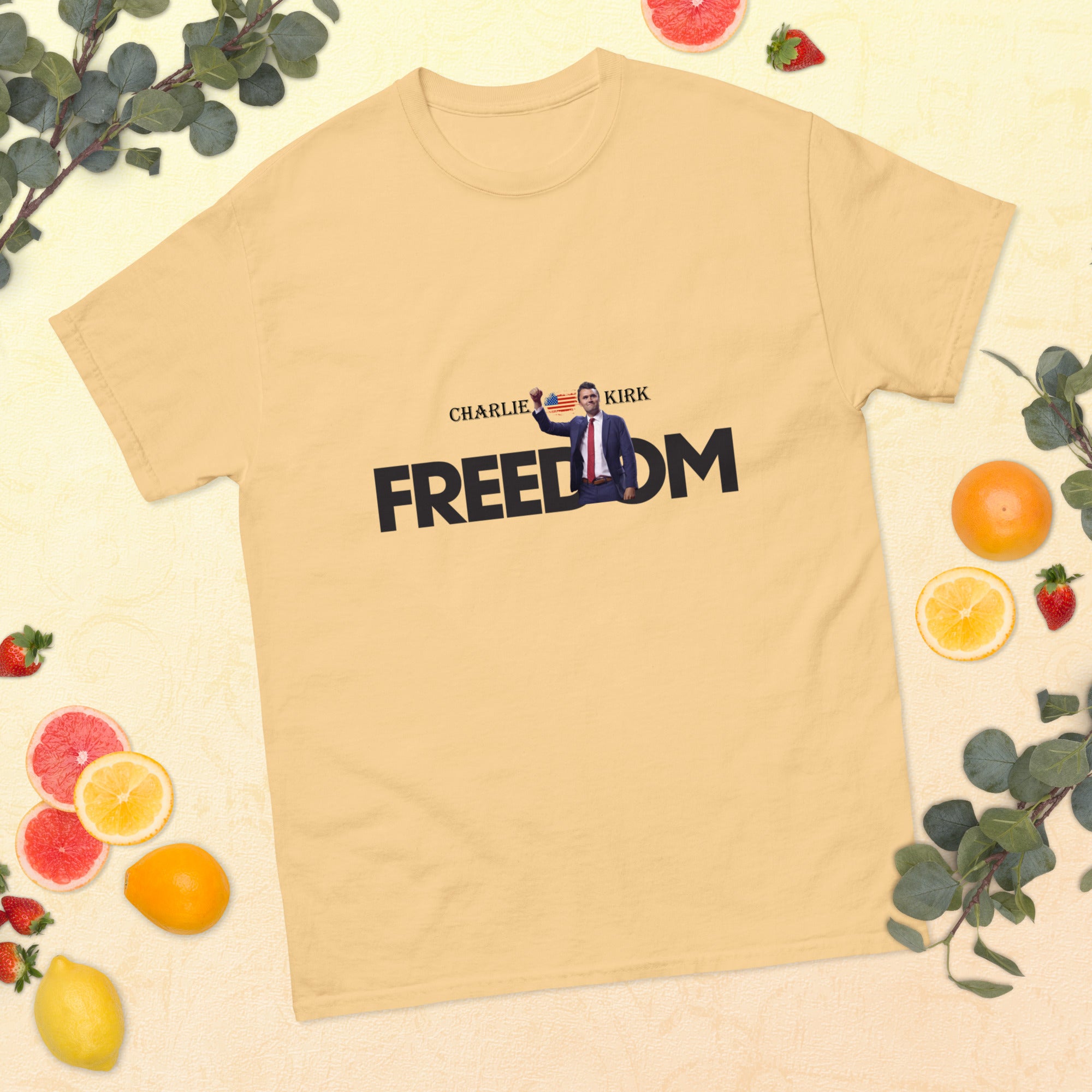 Charlie Kirk FREEDOM Shirt, RIP Memorial American Flag T-Shirt T-Shirt - Tophatter Daily Deals