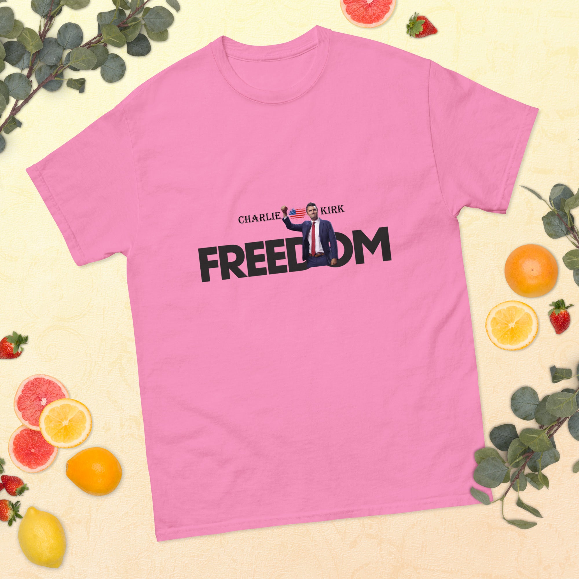 Charlie Kirk FREEDOM Shirt, RIP Memorial American Flag T-Shirt T-Shirt - Tophatter Daily Deals