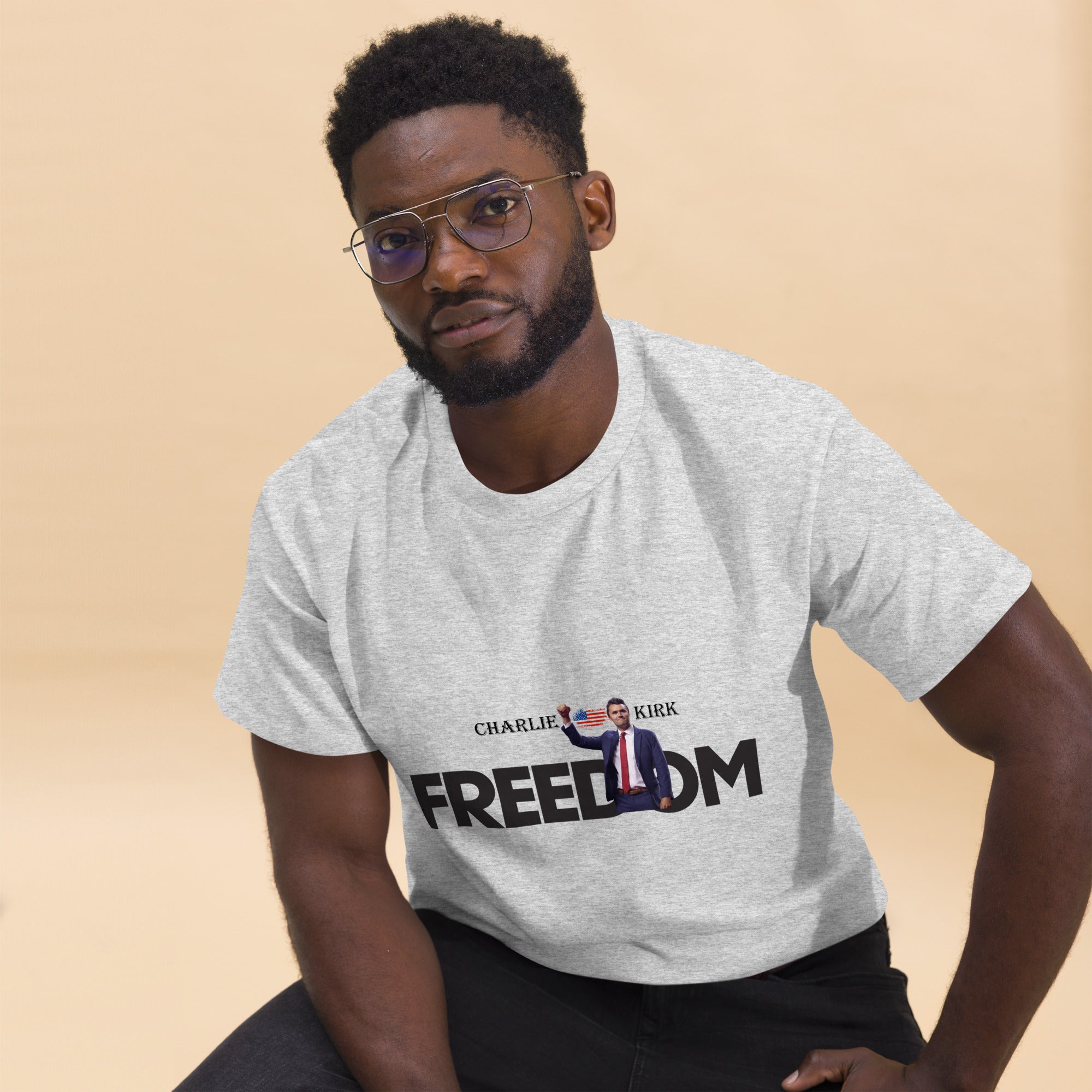 Charlie Kirk FREEDOM Shirt, RIP Memorial American Flag T-Shirt T-Shirt - Tophatter Daily Deals