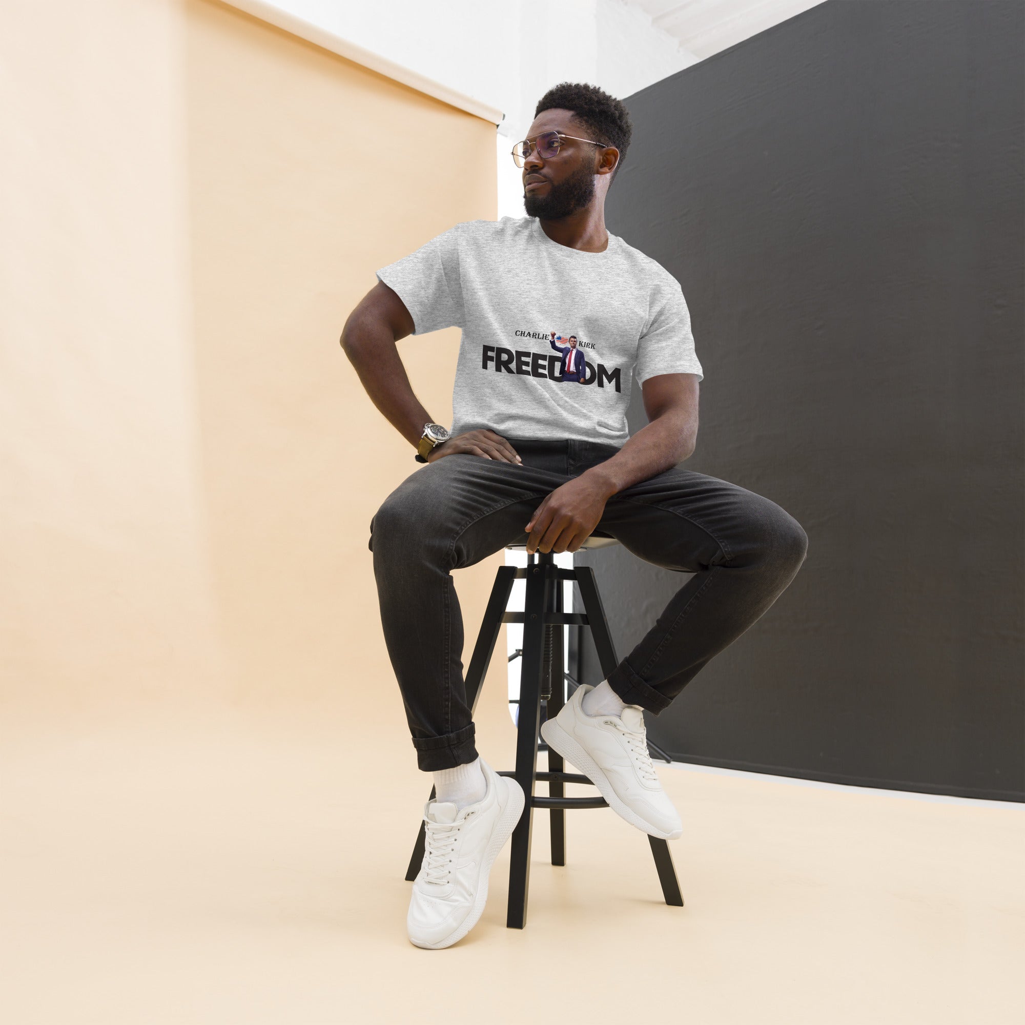 Charlie Kirk FREEDOM Shirt, RIP Memorial American Flag T-Shirt T-Shirt - Tophatter Daily Deals