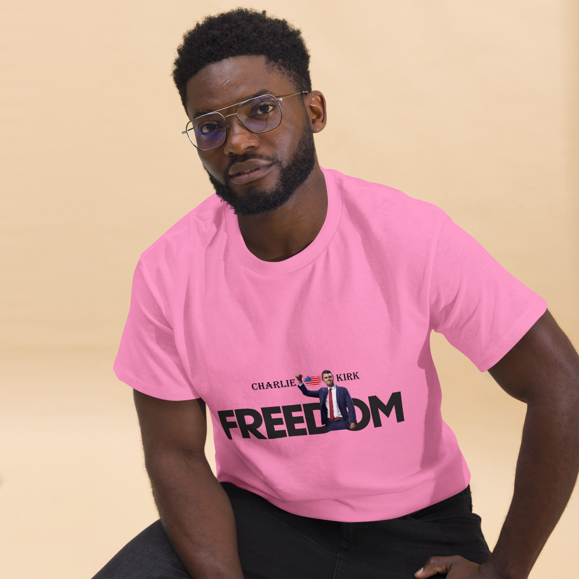 Charlie Kirk FREEDOM Shirt, RIP Memorial American Flag T-Shirt T-Shirt - Tophatter Daily Deals
