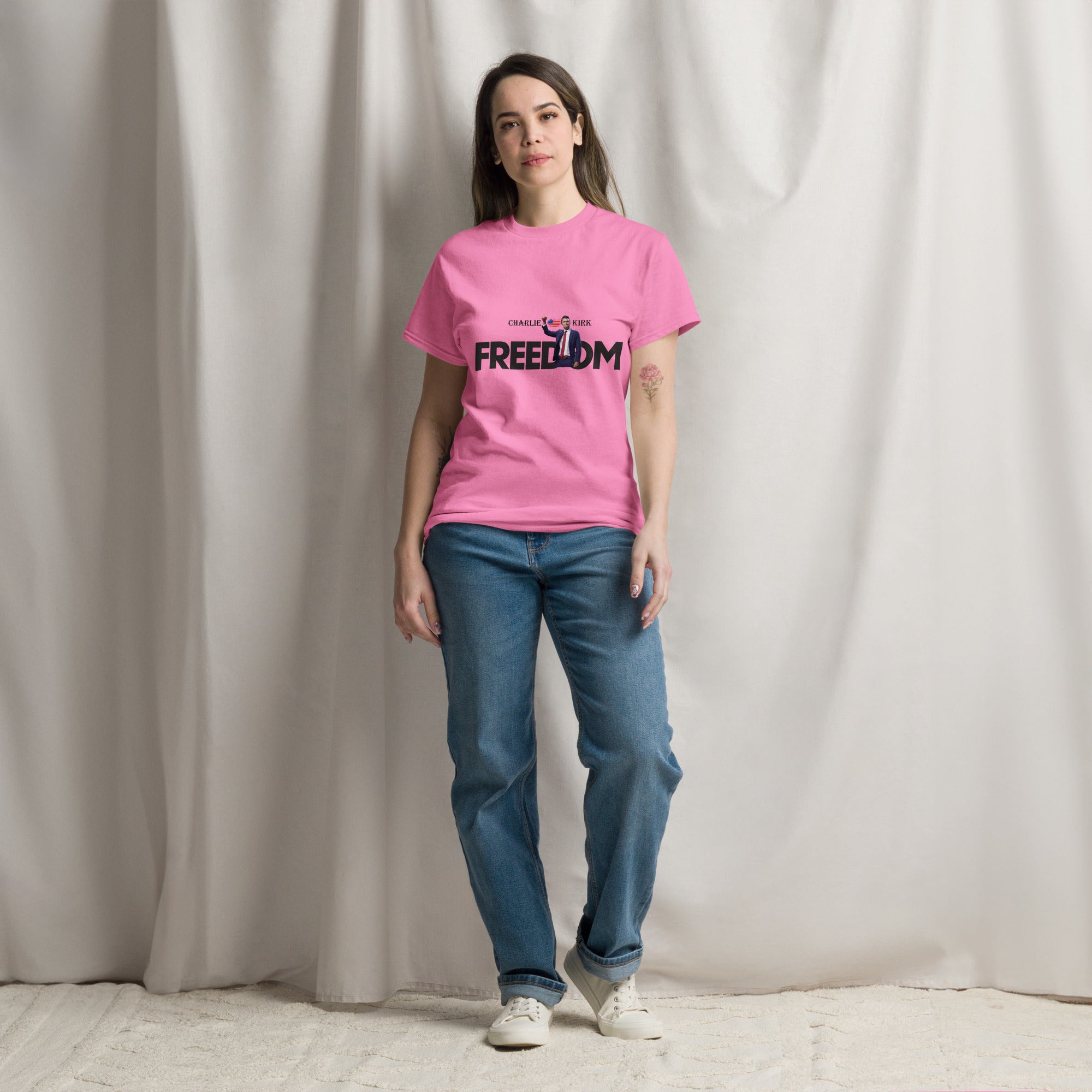 Charlie Kirk FREEDOM Shirt, RIP Memorial American Flag T-Shirt T-Shirt - Tophatter Daily Deals