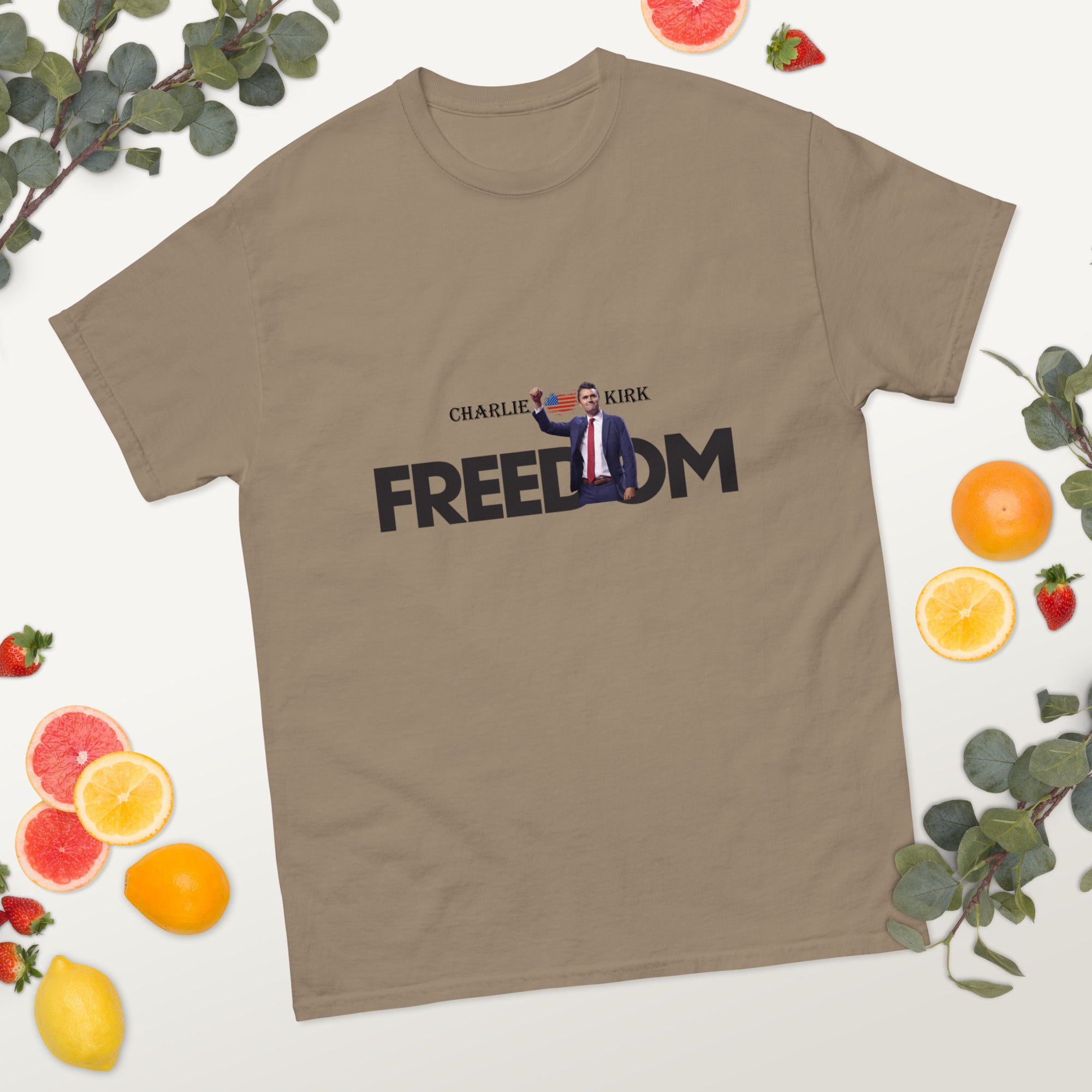 Charlie Kirk FREEDOM Shirt, RIP Memorial American Flag T-Shirt T-Shirt - Tophatter Daily Deals