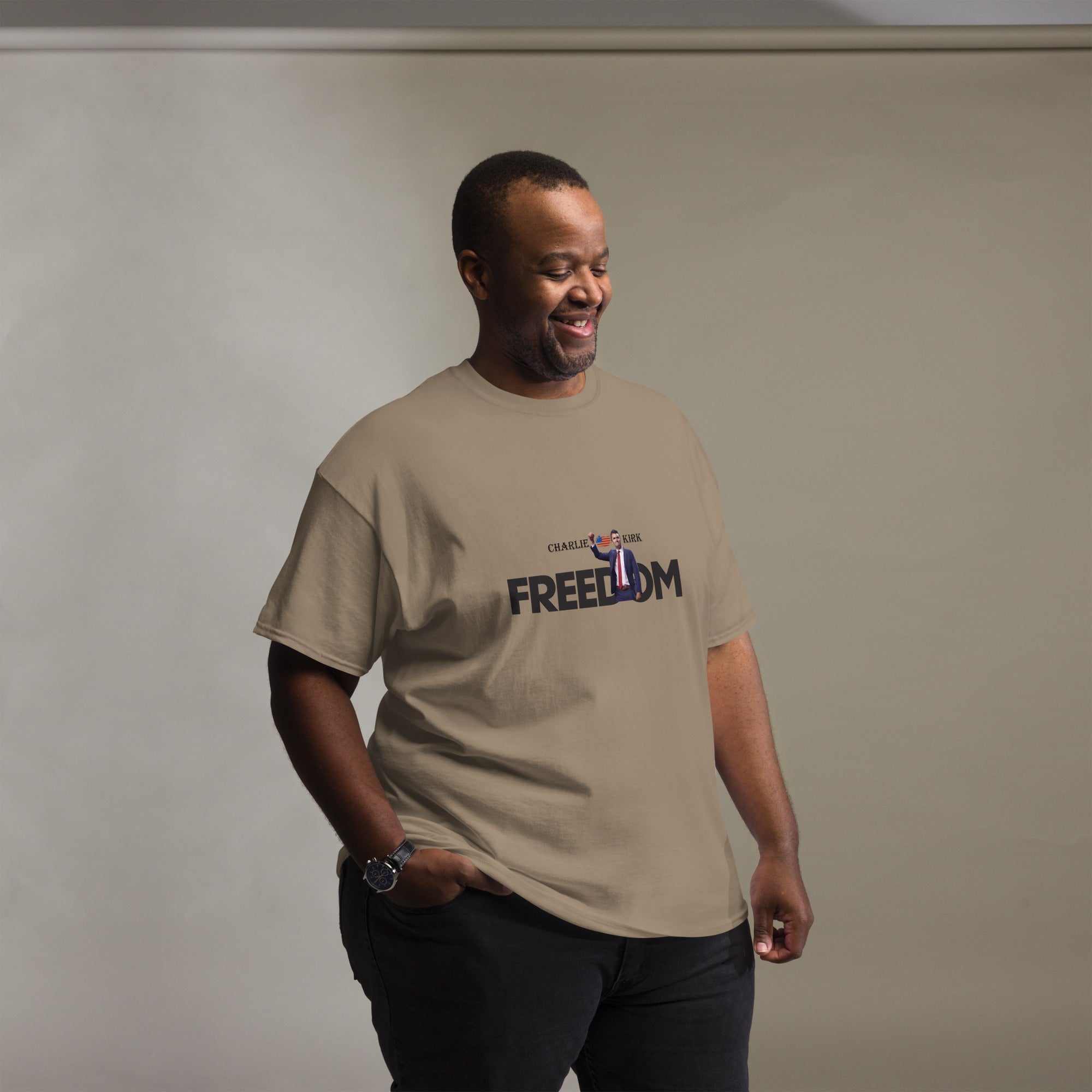 Charlie Kirk FREEDOM Shirt, RIP Memorial American Flag T-Shirt T-Shirt - Tophatter Daily Deals
