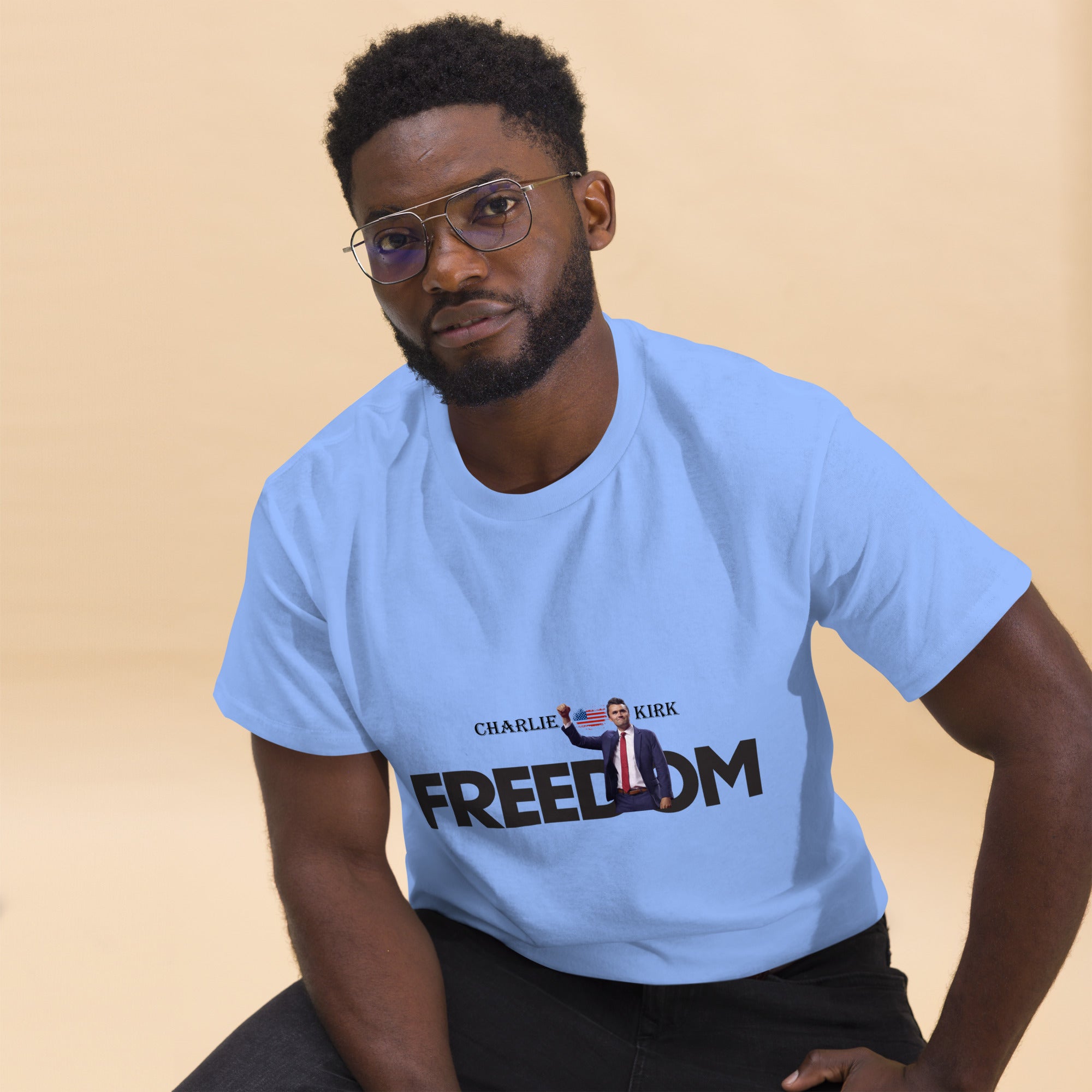 Charlie Kirk FREEDOM Shirt, RIP Memorial American Flag T-Shirt T-Shirt - Tophatter Daily Deals