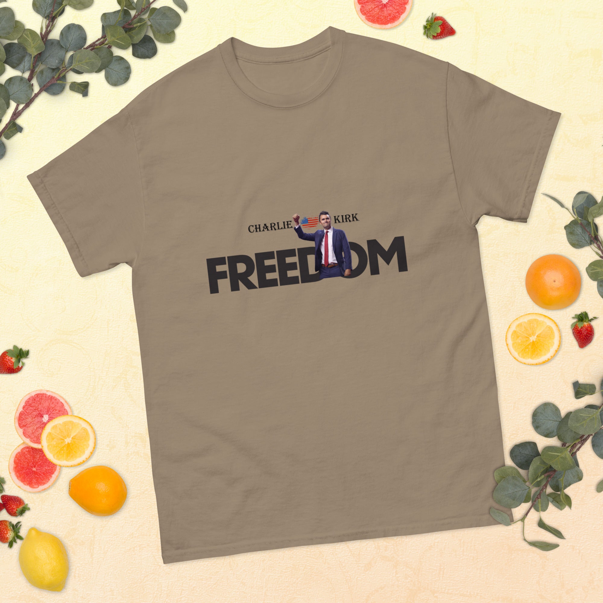 Charlie Kirk FREEDOM Shirt, RIP Memorial American Flag T-Shirt T-Shirt - Tophatter Daily Deals