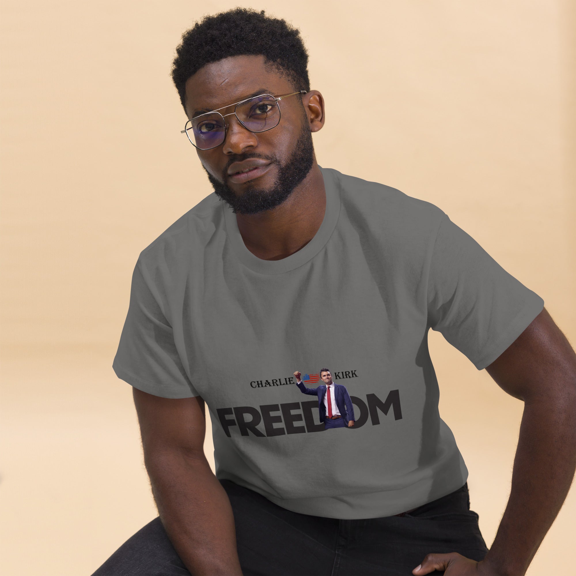 Charlie Kirk FREEDOM Shirt, RIP Memorial American Flag T-Shirt T-Shirt - Tophatter Daily Deals