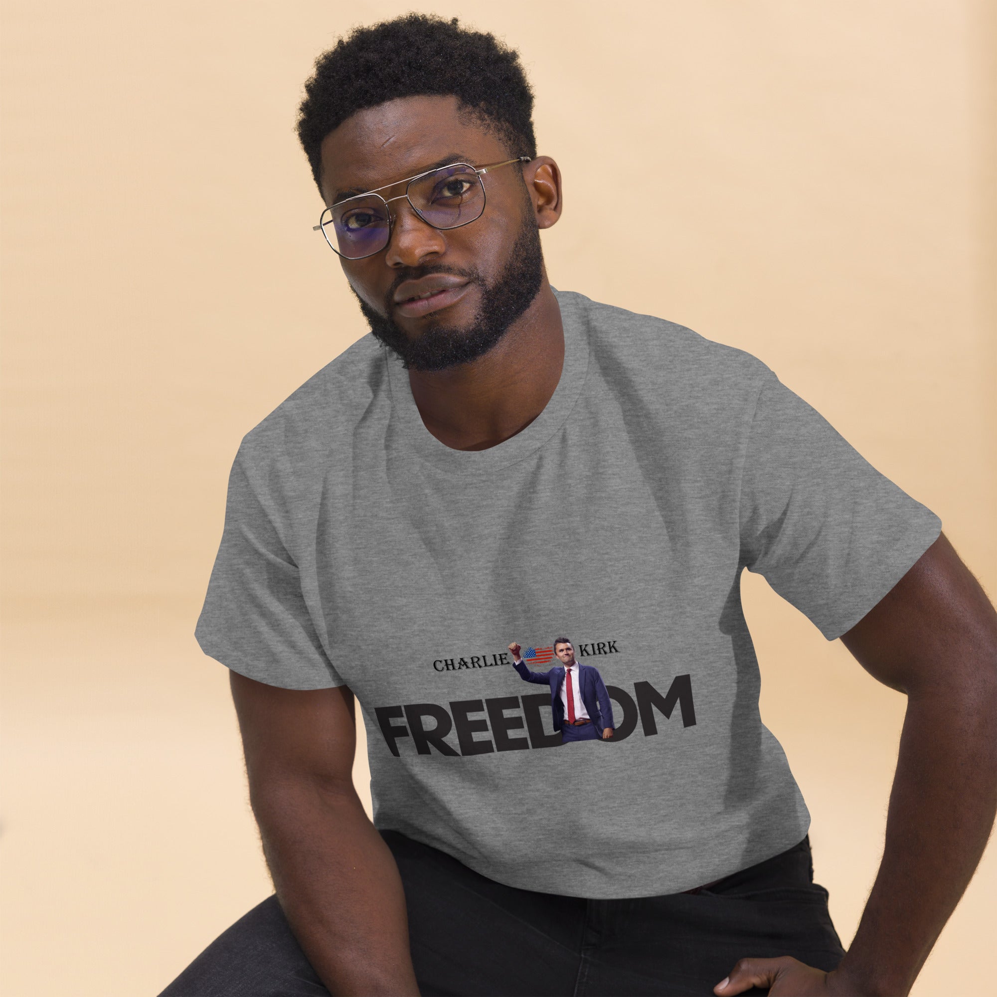 Charlie Kirk FREEDOM Shirt, RIP Memorial American Flag T-Shirt T-Shirt - Tophatter Daily Deals