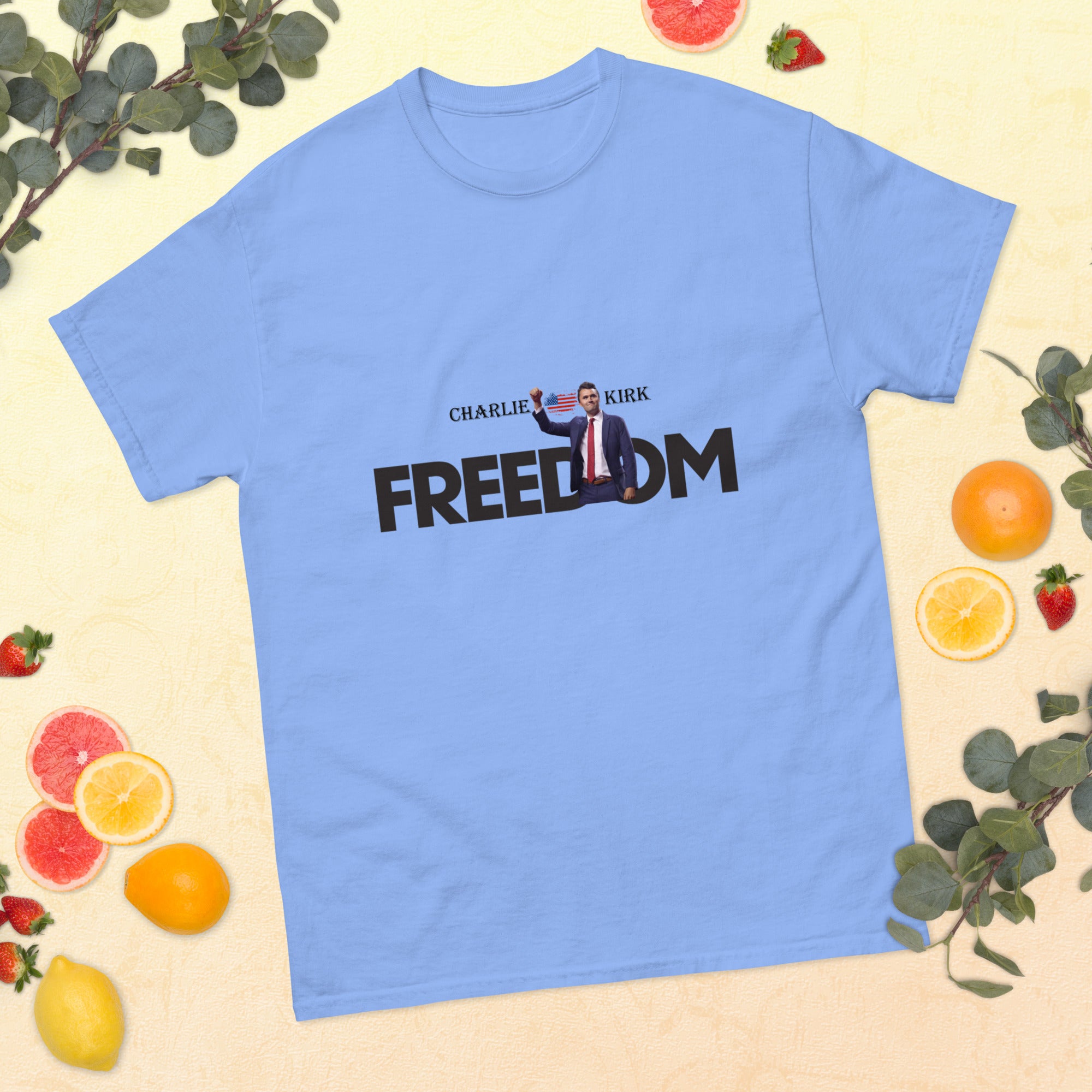 Charlie Kirk FREEDOM Shirt, RIP Memorial American Flag T-Shirt T-Shirt - Tophatter Daily Deals