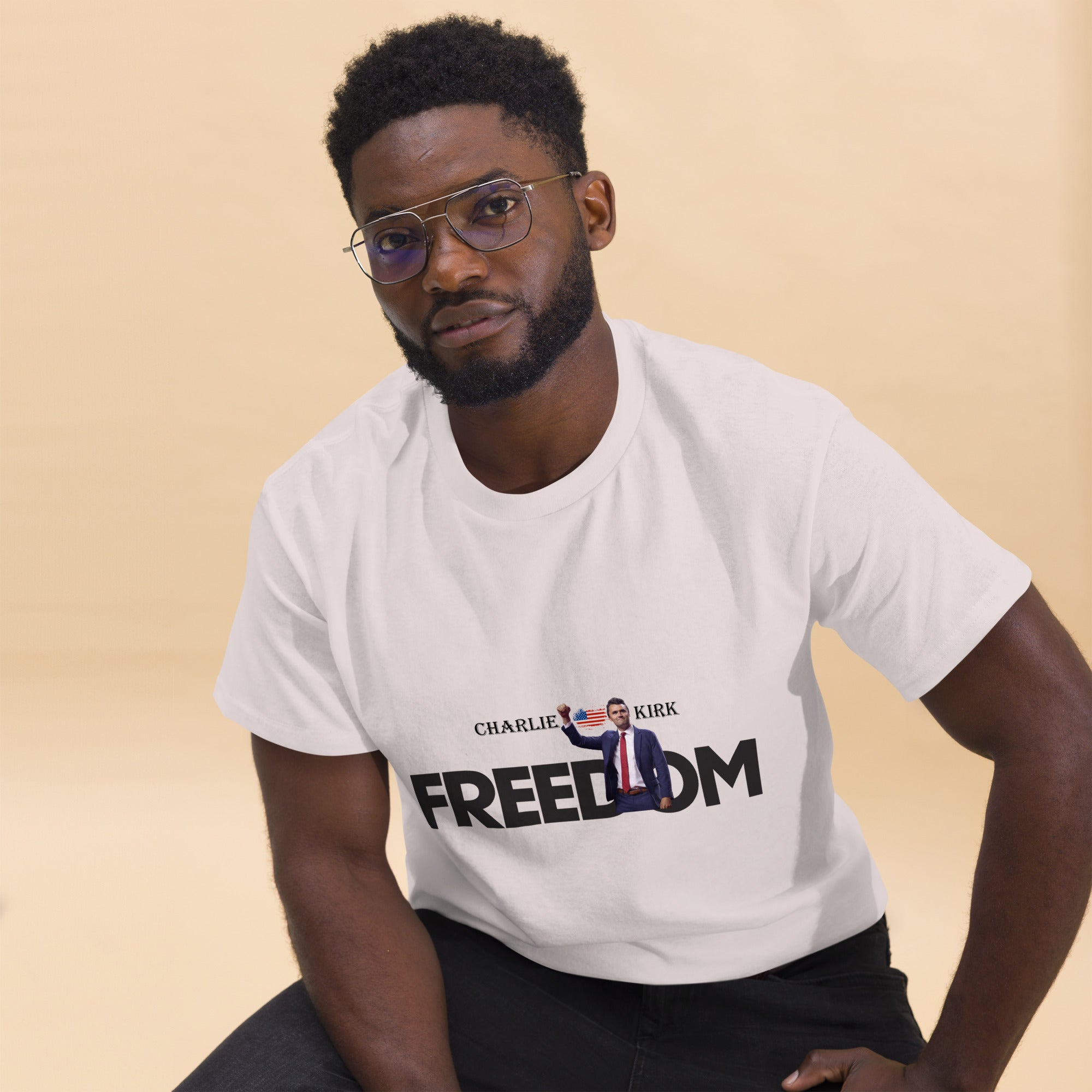 Charlie Kirk FREEDOM Shirt, RIP Memorial American Flag T-Shirt T-Shirt - Tophatter Daily Deals