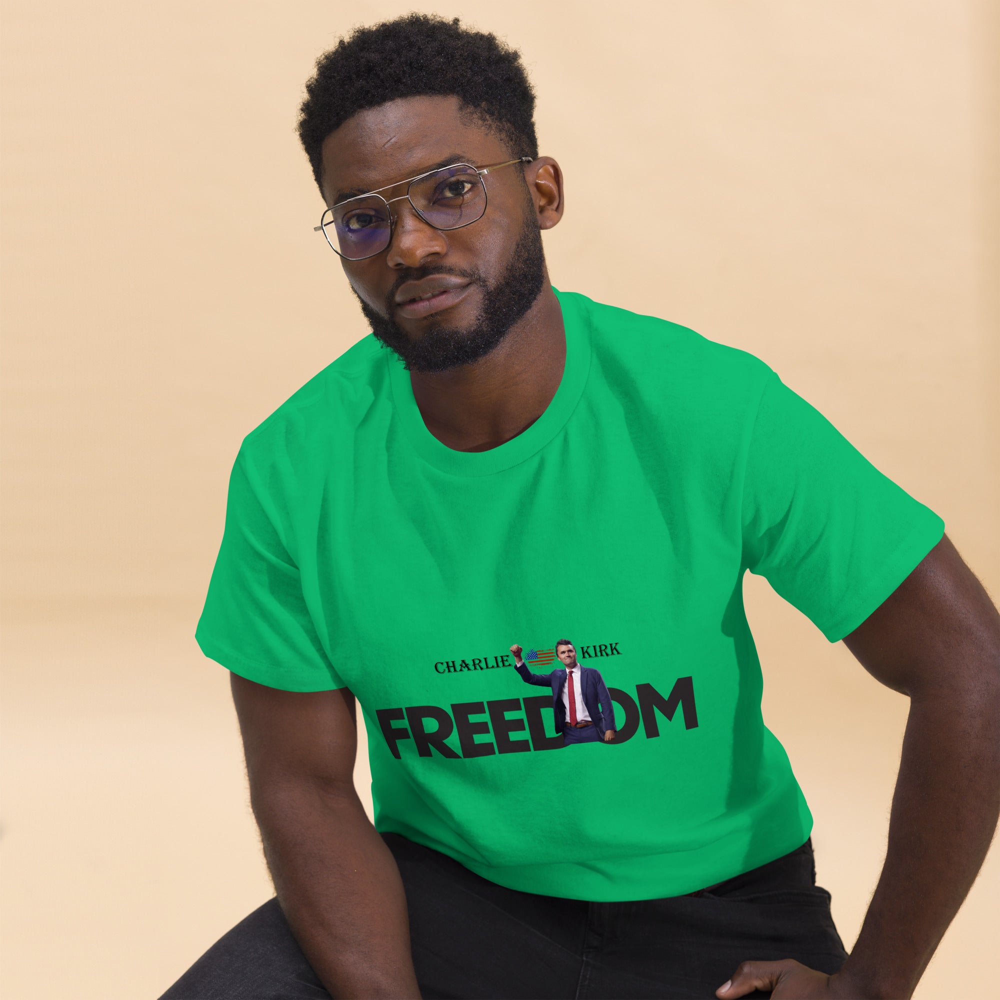 Charlie Kirk FREEDOM Shirt, RIP Memorial American Flag T-Shirt T-Shirt - Tophatter Daily Deals