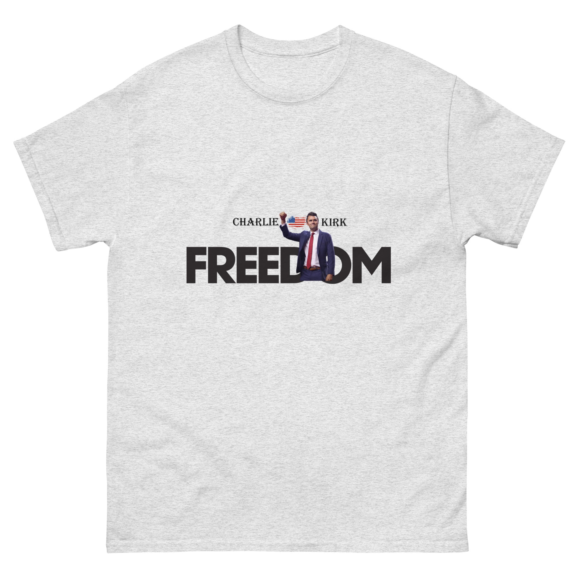 Charlie Kirk FREEDOM Shirt, RIP Memorial American Flag T-Shirt Ash T-Shirt - Tophatter Daily Deals