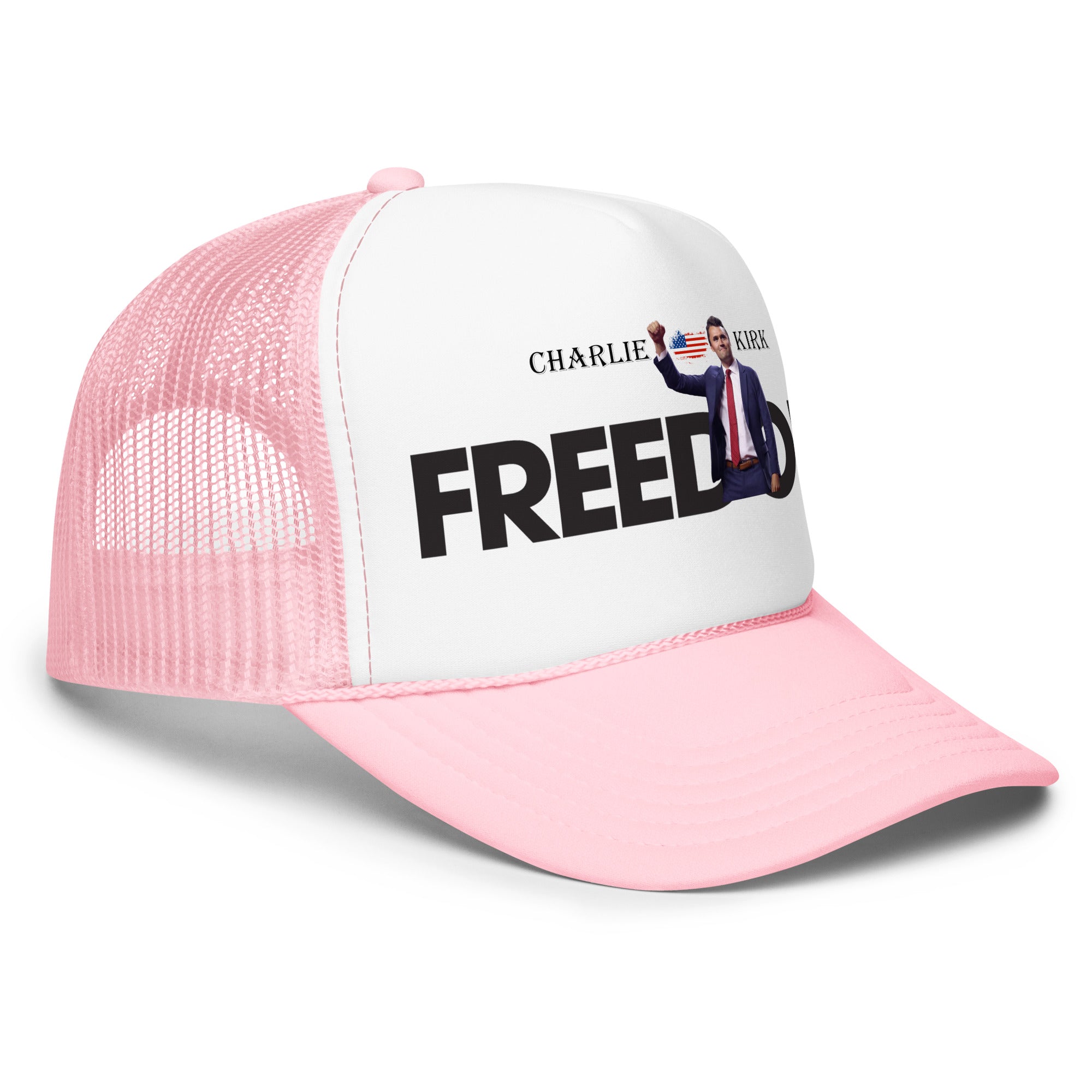 Charlie Kirk FREEDOM Trucker Hat, RIP Memorial American Flag Trucker Cap Trucker Hat - Tophatter Daily Deals
