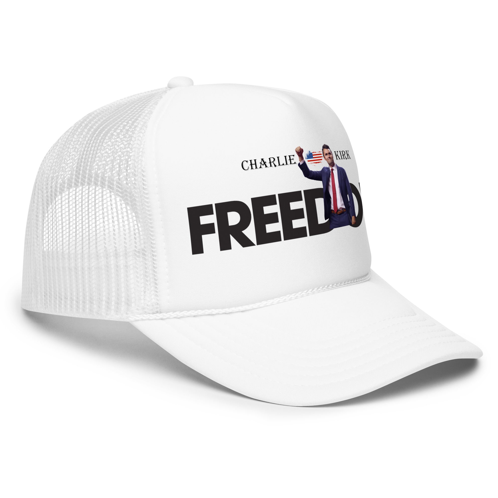 Charlie Kirk FREEDOM Trucker Hat, RIP Memorial American Flag Trucker Cap Trucker Hat - Tophatter Daily Deals