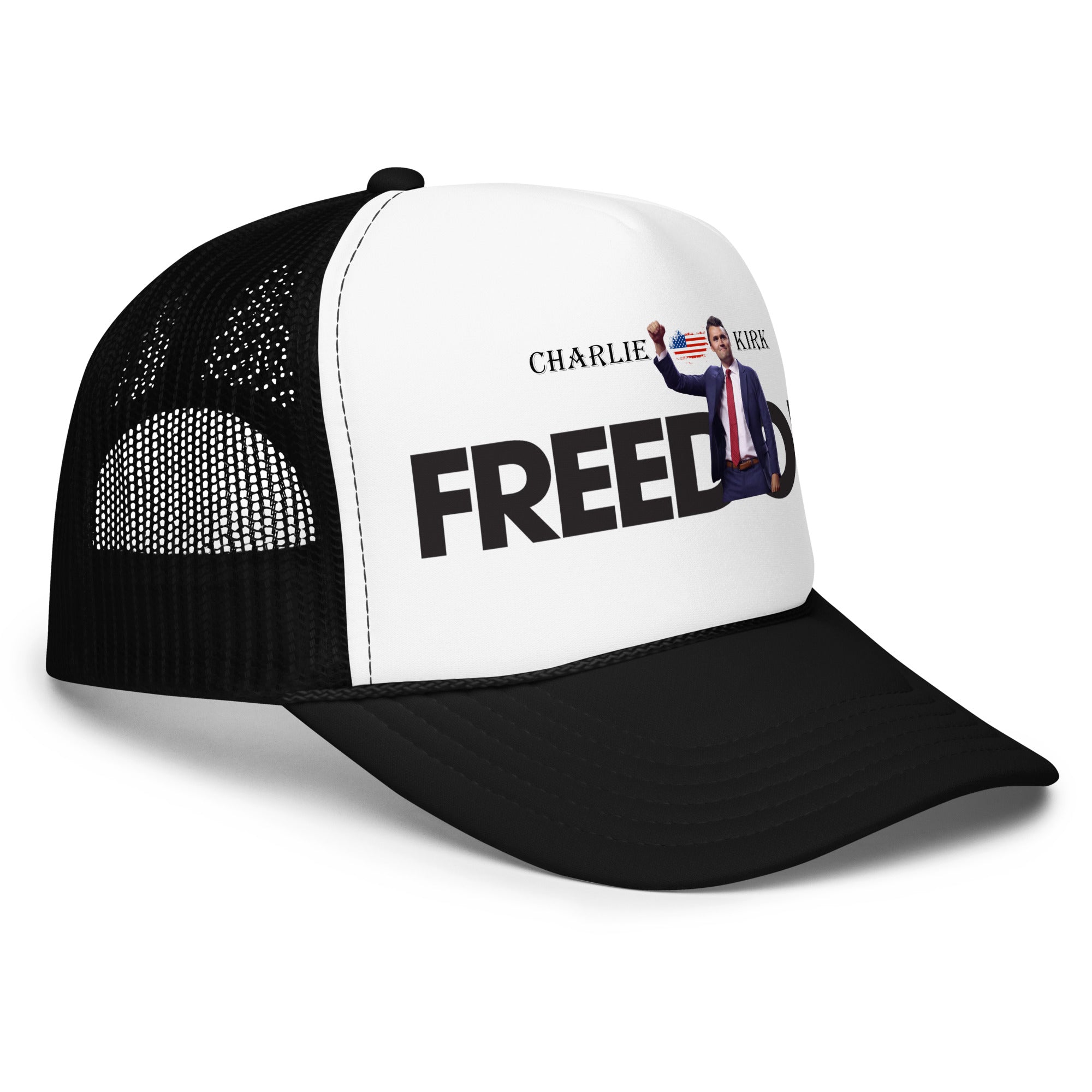 Charlie Kirk FREEDOM Trucker Hat, RIP Memorial American Flag Trucker Cap Trucker Hat - Tophatter Daily Deals
