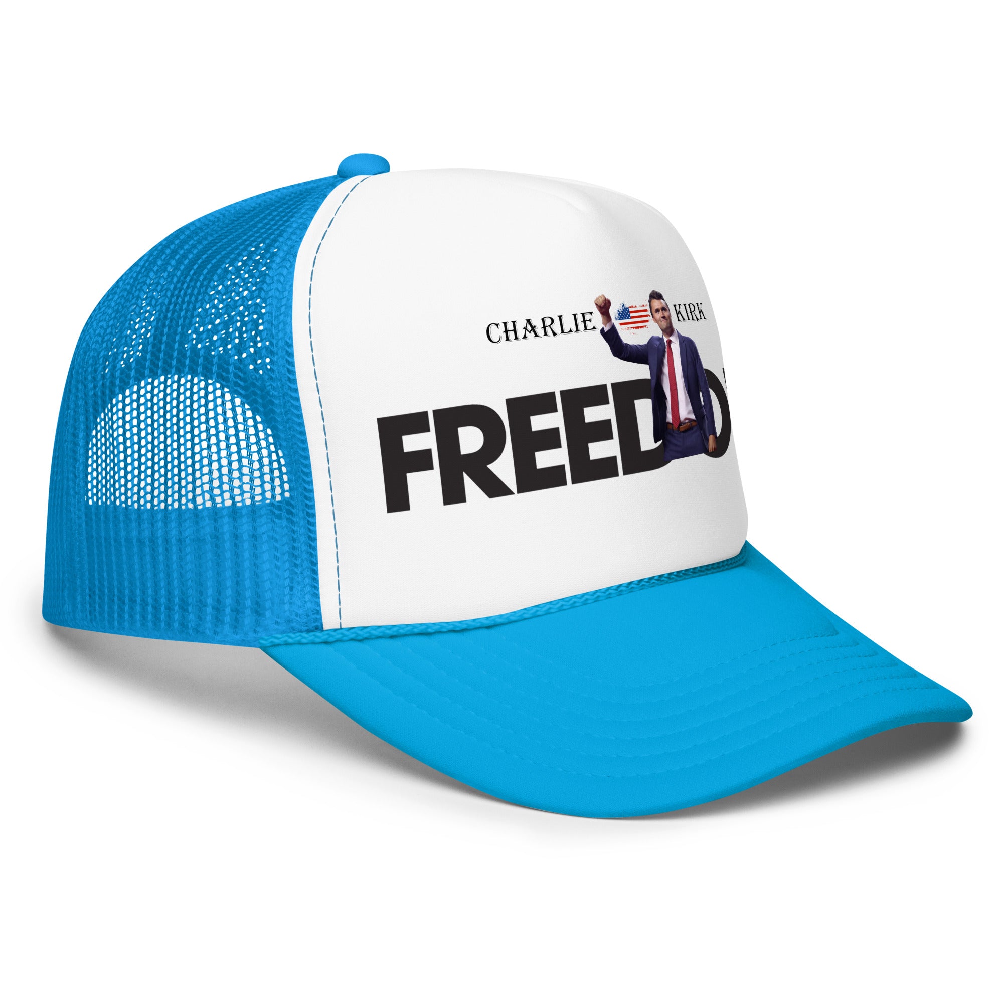 Charlie Kirk FREEDOM Trucker Hat, RIP Memorial American Flag Trucker Cap Trucker Hat - Tophatter Daily Deals