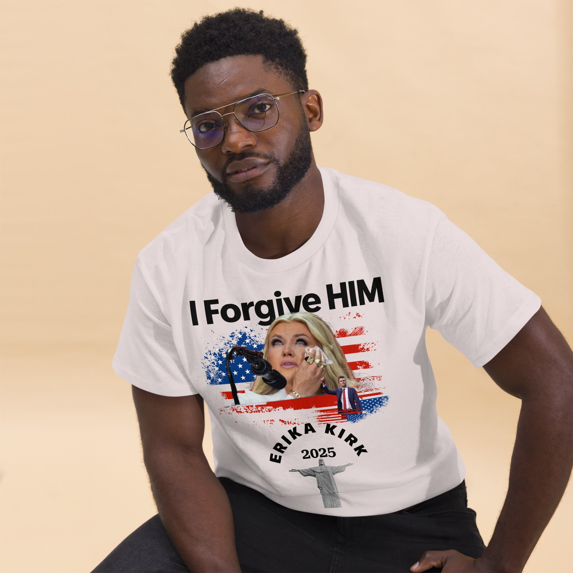 Erika Kirk I Forgive Him Shirt, Charlie Kirk Rip Memorial American Flag Tee With Jesus T-Shirt - Tophatter Daily Deals