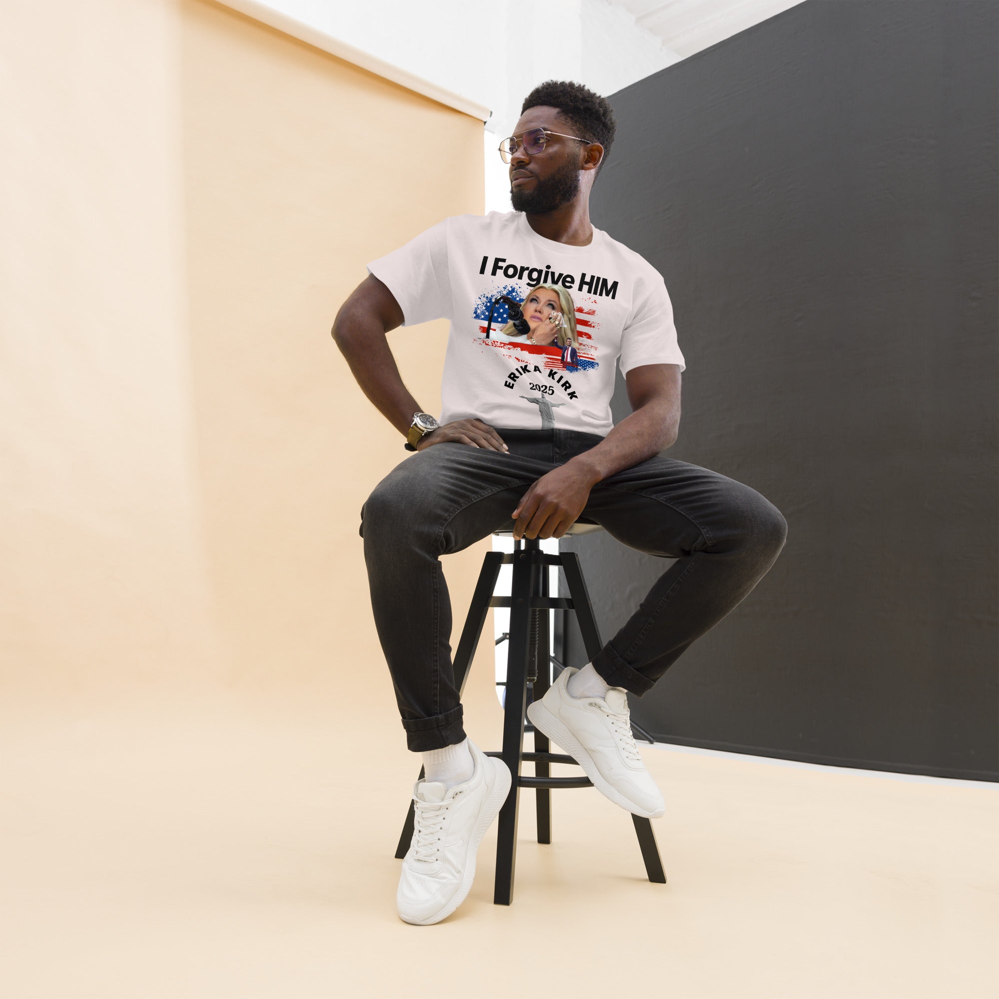 Erika Kirk I Forgive Him Shirt, Charlie Kirk Rip Memorial American Flag Tee With Jesus T-Shirt - Tophatter Daily Deals