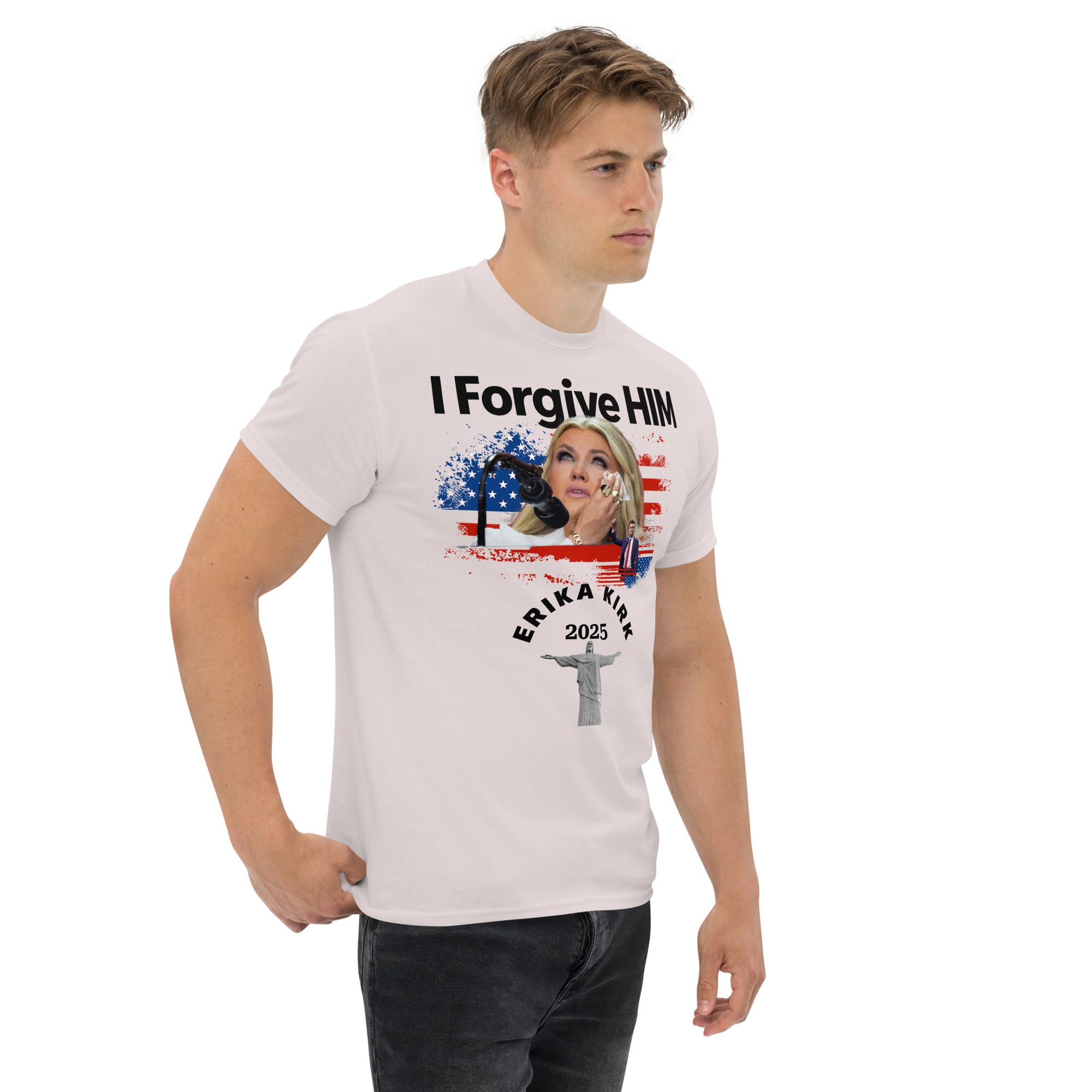 Erika Kirk I Forgive Him Shirt, Charlie Kirk Rip Memorial American Flag Tee With Jesus T-Shirt - Tophatter Daily Deals