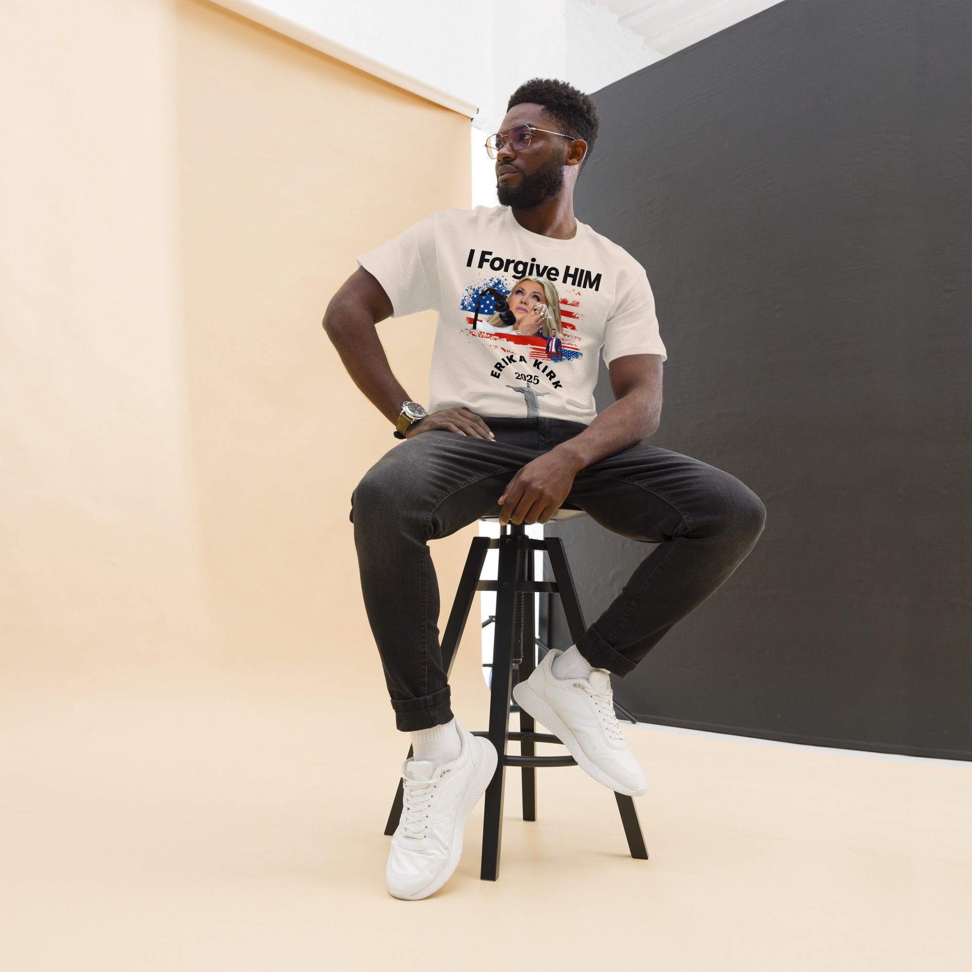 Erika Kirk I Forgive Him Shirt, Charlie Kirk Rip Memorial American Flag Tee With Jesus T-Shirt - Tophatter Daily Deals