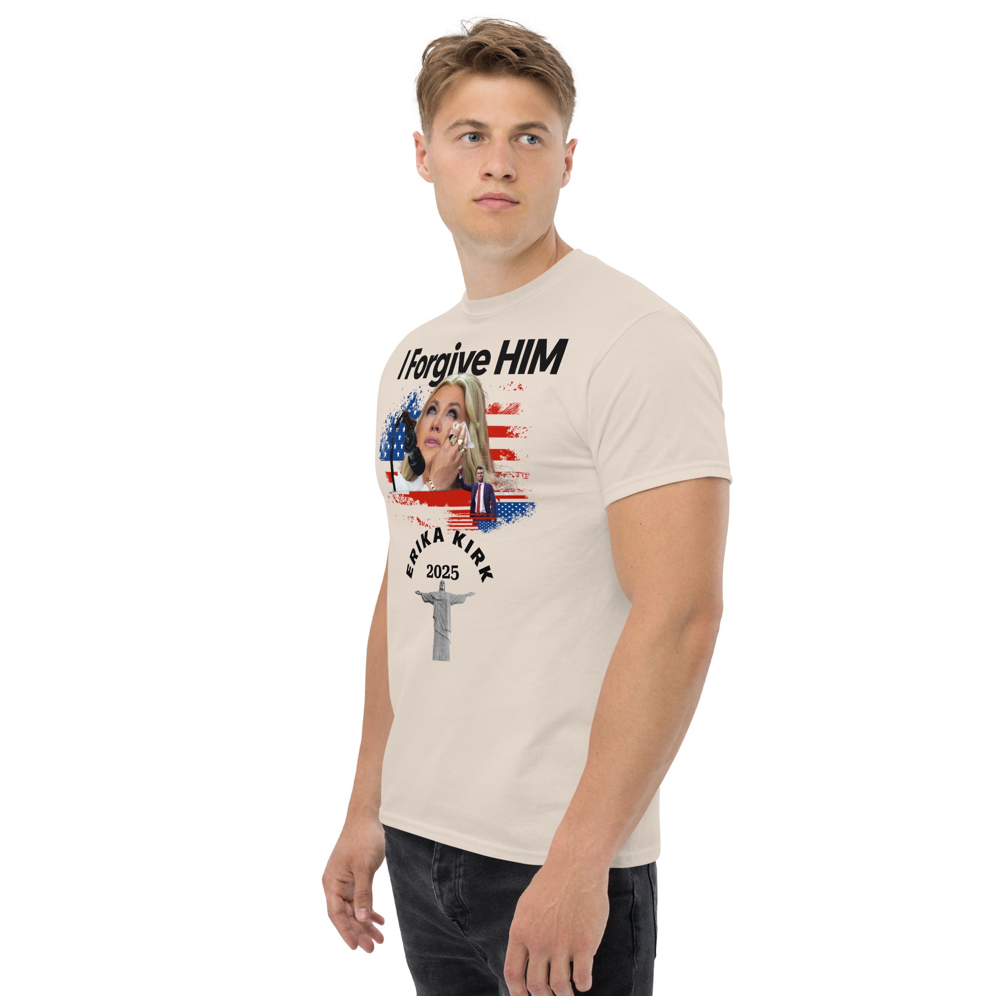 Erika Kirk I Forgive Him Shirt, Charlie Kirk Rip Memorial American Flag Tee With Jesus T-Shirt - Tophatter Daily Deals