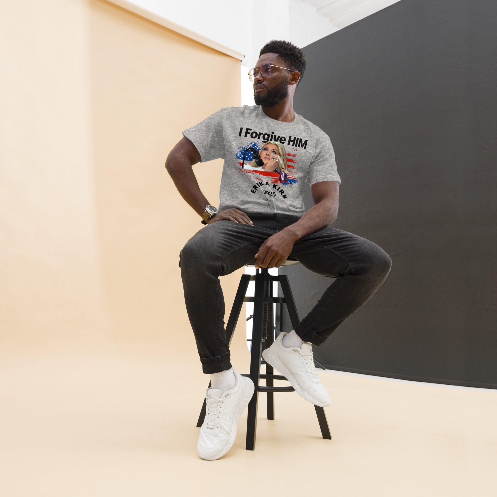 Erika Kirk I Forgive Him Shirt, Charlie Kirk Rip Memorial American Flag Tee With Jesus T-Shirt - Tophatter Daily Deals