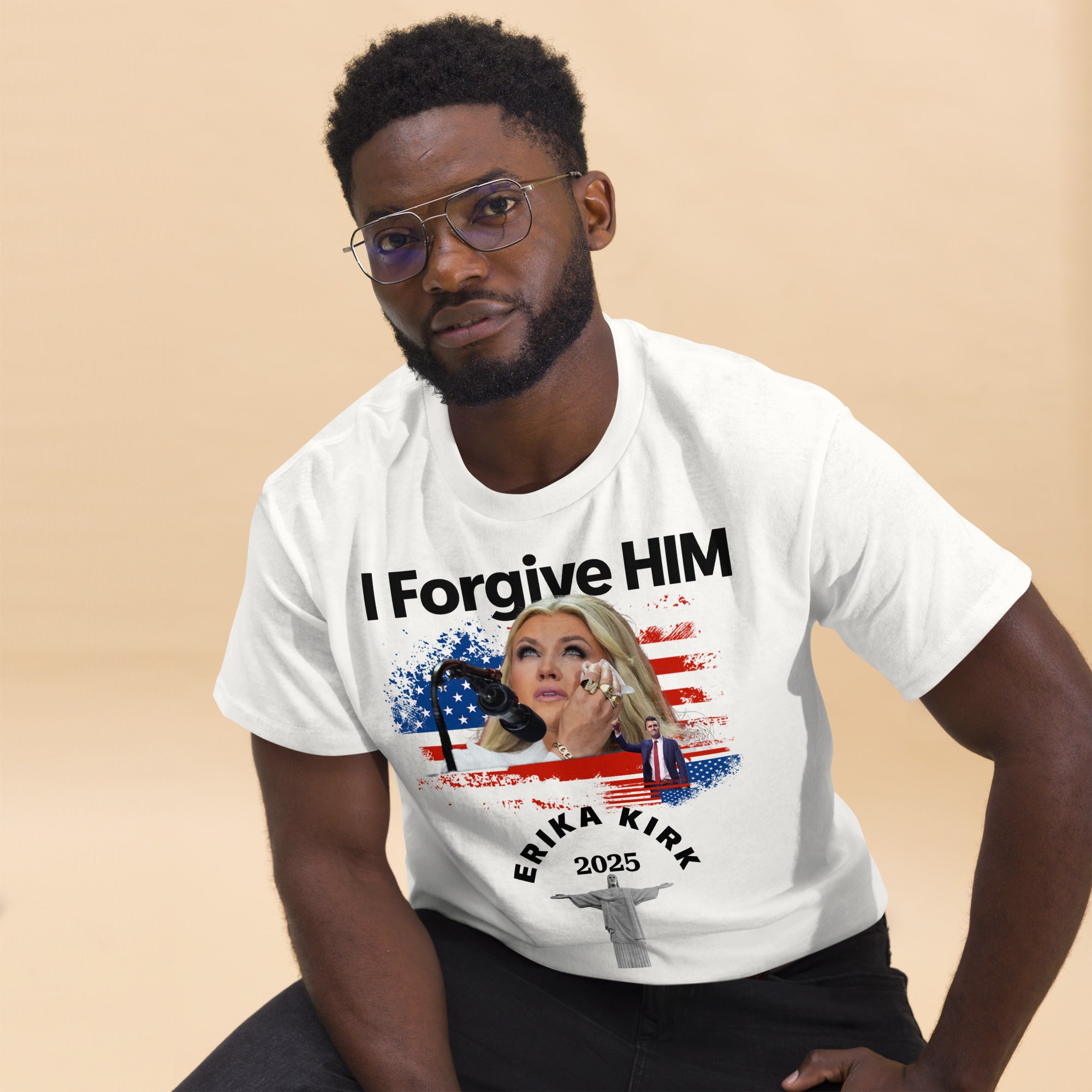 Erika Kirk I Forgive Him Shirt, Charlie Kirk Rip Memorial American Flag Tee With Jesus T-Shirt - Tophatter Daily Deals
