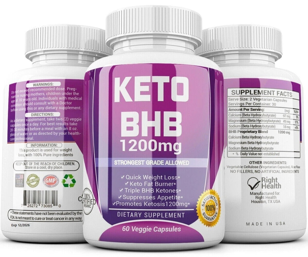 Keto BHB 1200mg Weight Loss Pills - Advanced Ketosis Support Supplement Vitamins & Supplements - Tophatter Daily Deals