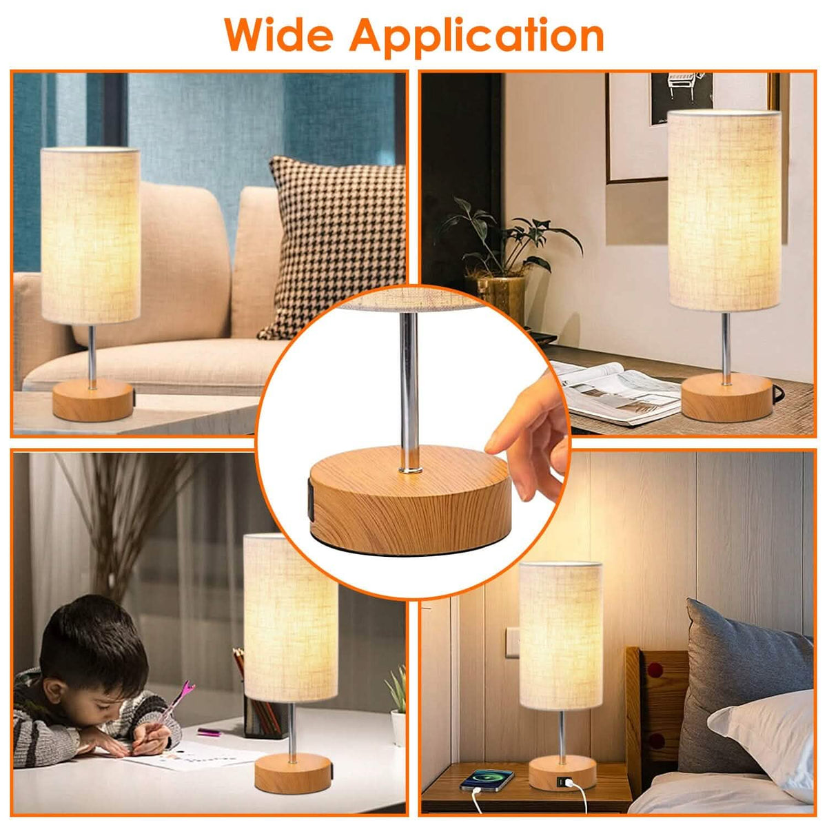 Touch Control Table Lamp 3-Way Dimmable Nightstand Beside Lamp Indoor Lighting - Tophatter Daily Deals