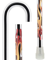 Dr. House Inspired Flame Cane - Clear Acrylic, Black Stripe Flame Tourist Crook Clear Lucite Walking Canes - Tophatter Daily Deals